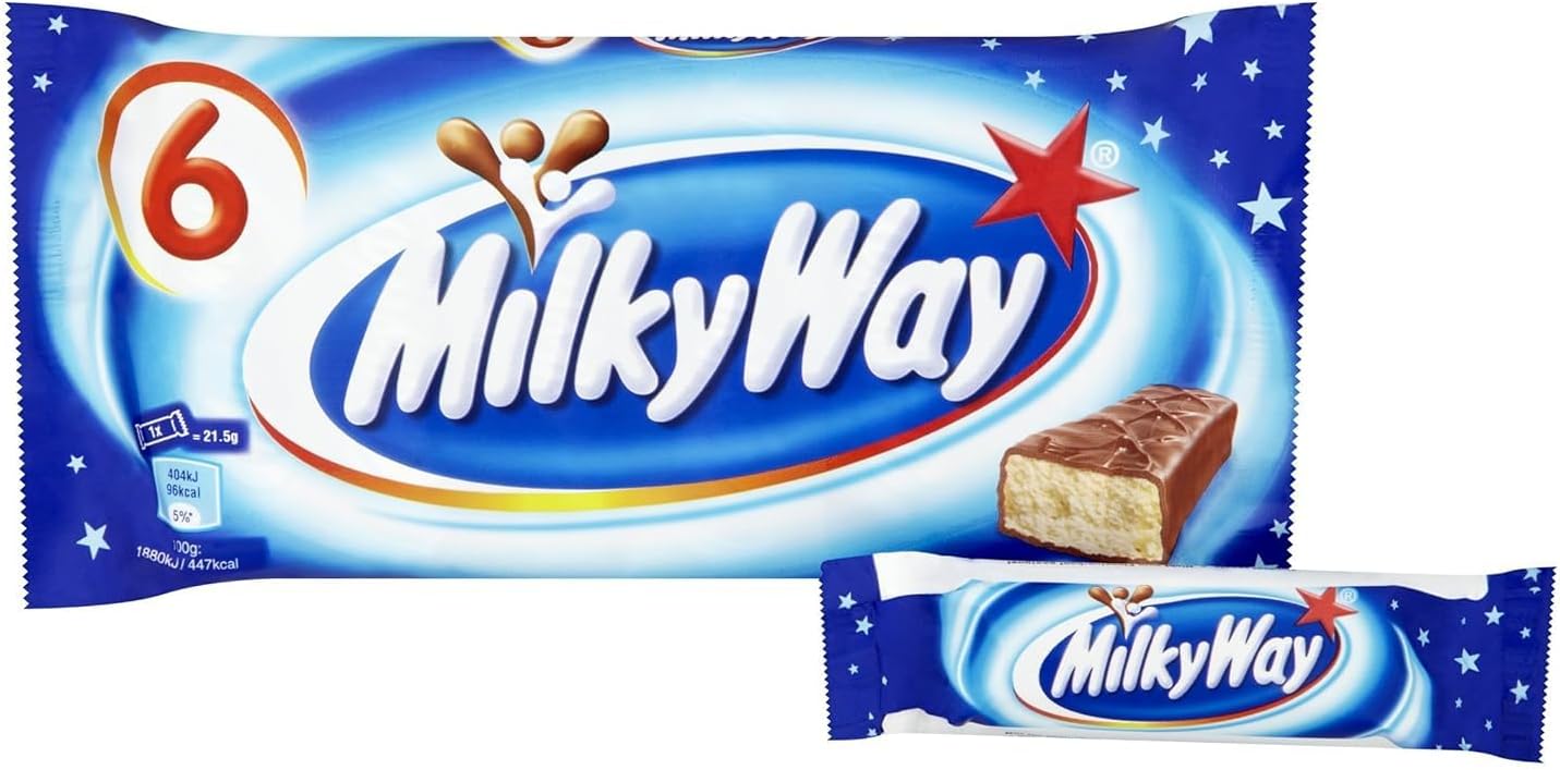 MilkyWay Milk Chocolate Bars Soft Whipped Nougat Filled Creamy Chocolate Candy Sharing Pack 6 Bars 129g (Imported)