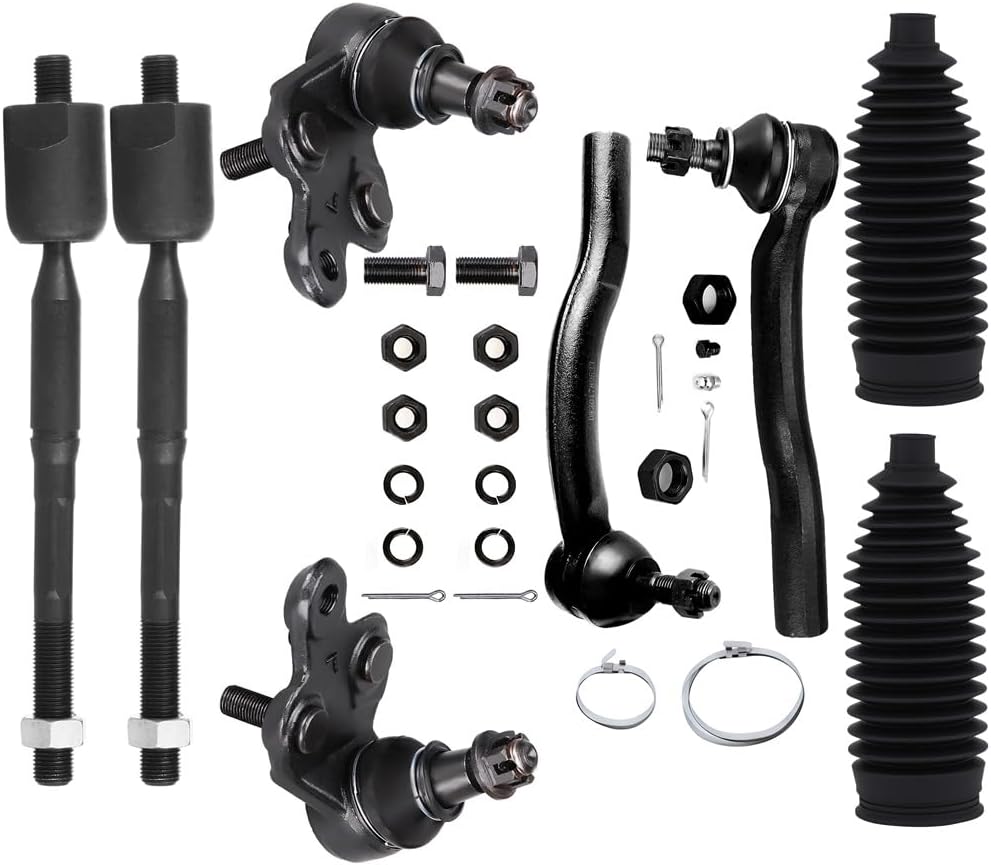 Front Inner Outer Tie Rod End w/Steering Boot fit 2002-2003 for Toyota Camry for Lexus ES300, Suspension Kit with Lower Ball Joint - 8pc Set