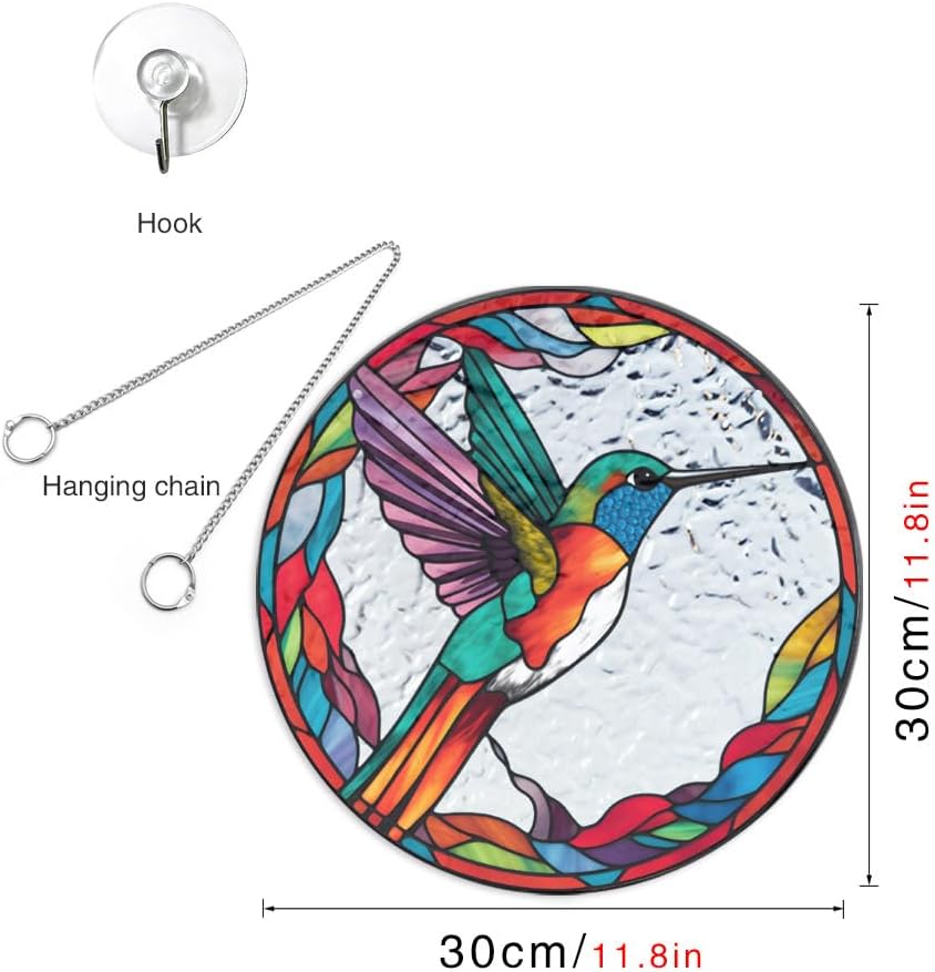 HOTIYOK Colourful Hummingbirds Acrylic Window Hangings Stained Glass Panels Window & Wall Decor for Indoor, Ideal Housewarming Gift Home Decor for Grandma Wife Teacher Bird Lover - Image 2