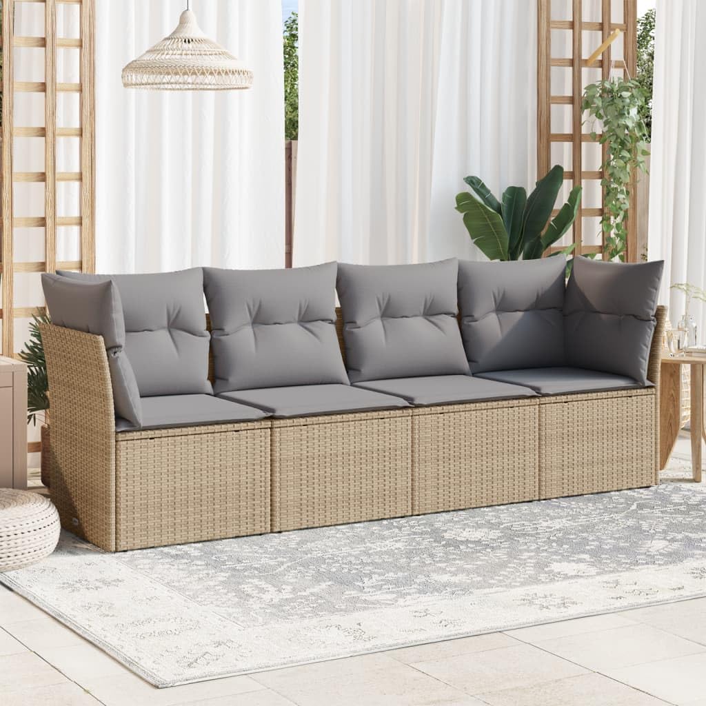 Juego de Sofas Jardin 4 Pzas Ratán Sintético Beige