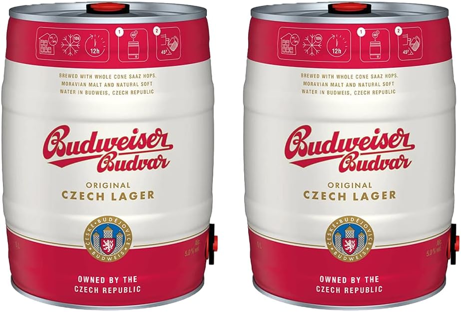 Budweiser Budvar Premium Czech Lager 5ltr Mini Keg (Set of 2) 5.0