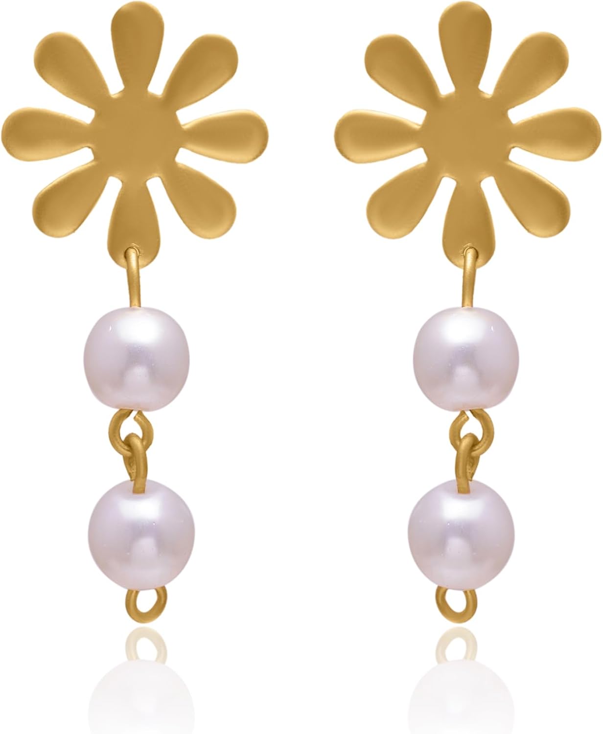 Veracity Jewelry 18K Gold Plated Pearl Earrings For Women & Girls - Gift For Her Birthday Anniversary Wife Mom Girlfriend Sister - Western Style Handmade Gifts Jewelry