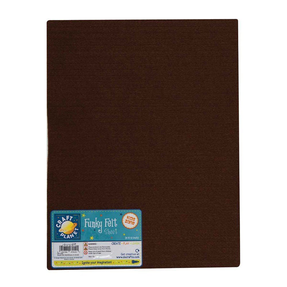 Craft Planet 9 x 12" Acrylic Felt, Dark Brown, Sheets, Coloured Square, Crafting Fabric, Stick with Glue Adhesive Pritt Sticks, Sewing, Patchwork, Crafts