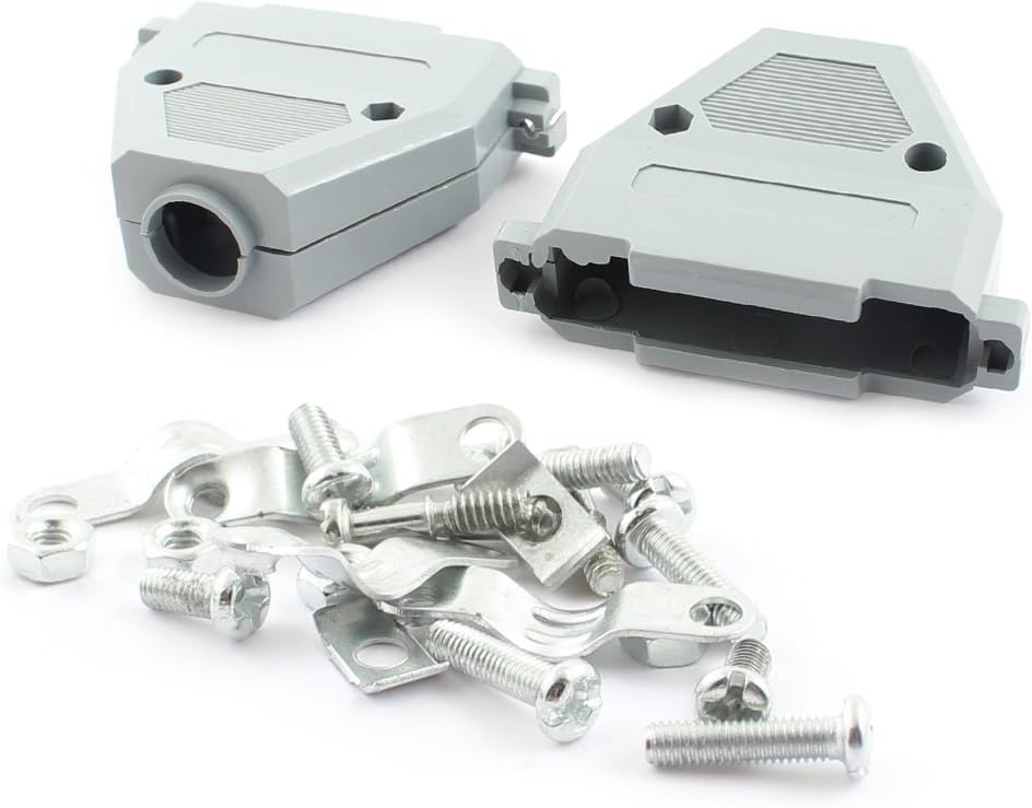 2Pcs DB25 D-SUB 2 Rows 25Pin Female Gray Plastic Hood Cover Cap Shell