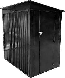 Gartengerätehaus Metall 6 x 4 FT Außenbox mit Sockellüftungen, abschließbarer Tür, geneigtem Pultdach für Terrasse, Hinterhof, Fahrrad, Werkzeug, Allwetter