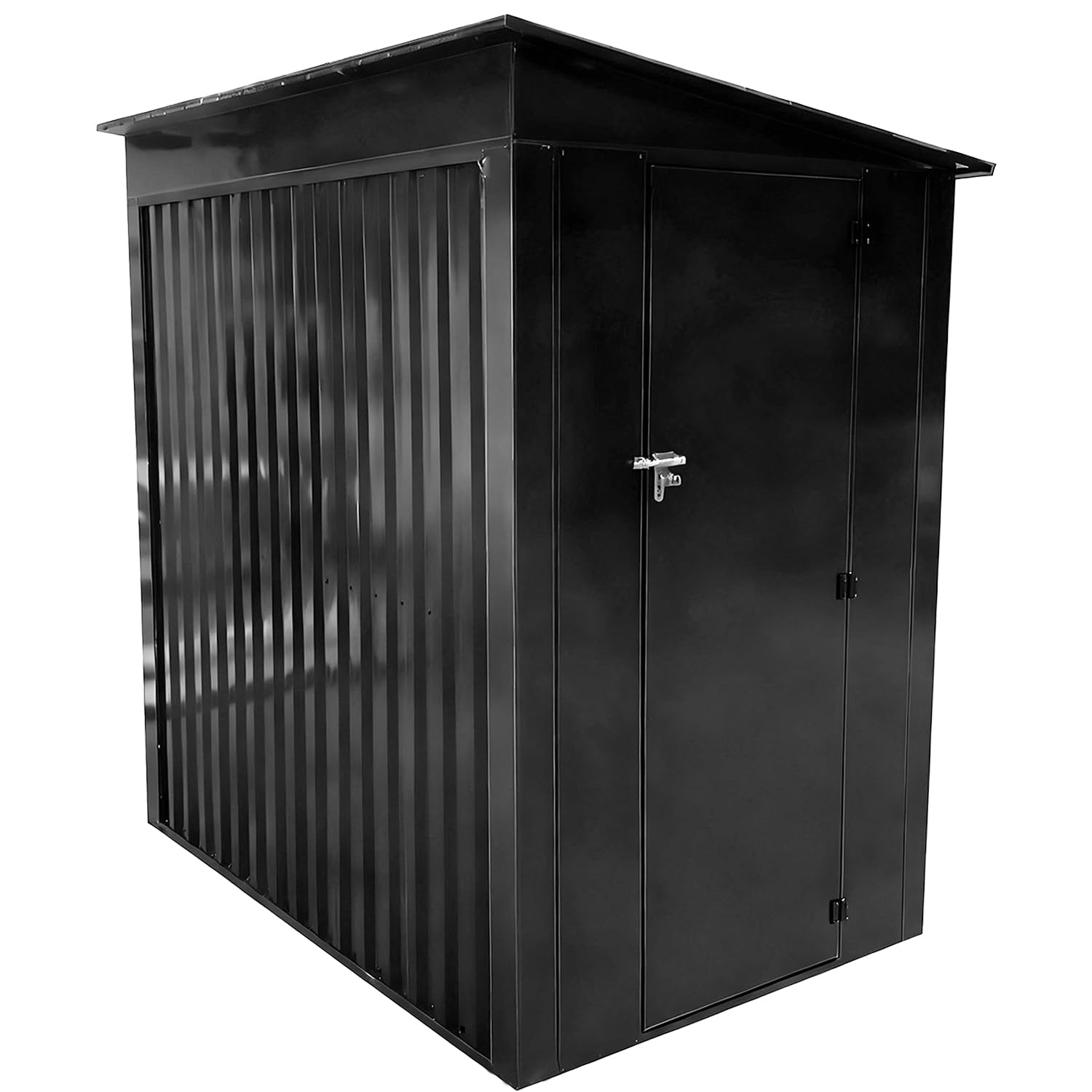 Garden Storage Shed Metal 6 x 4 FT Outdoor Box with Base Vents Lockable Door Sloped Pent Roof for Patio Backyard Bike Tool All Weather