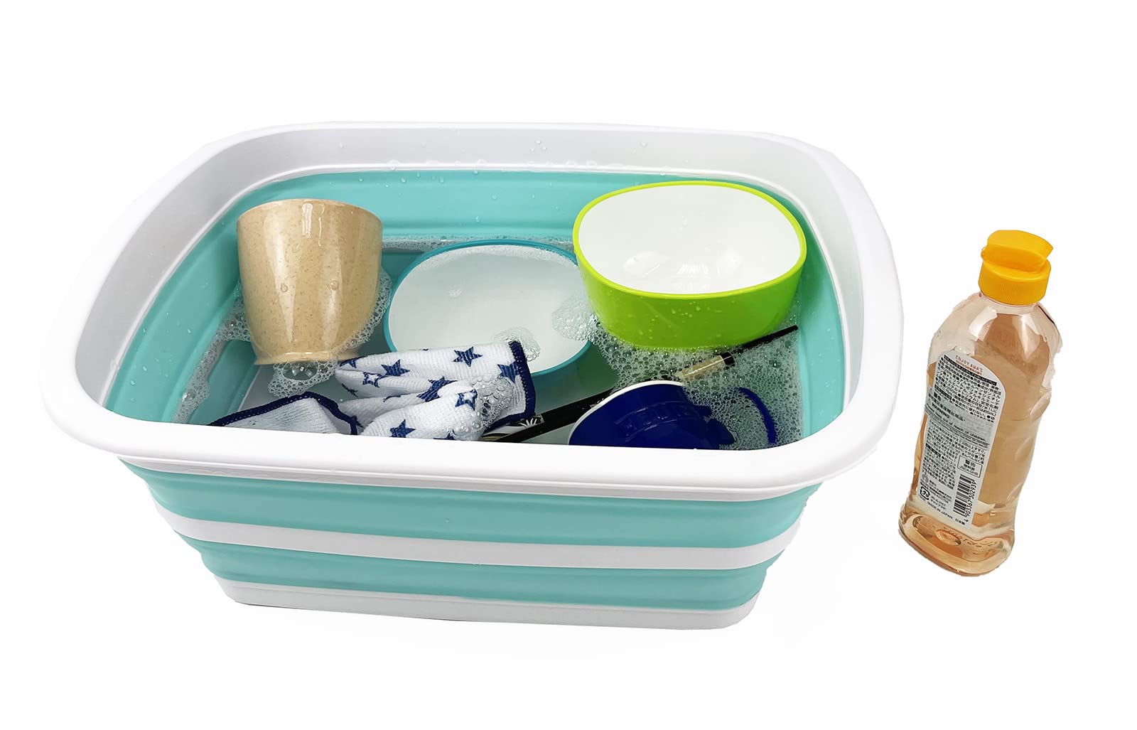 SAMMART 10L Collapsible Dish Tub - Set Of 2 Foldable Plastic Wash Basins, White/Grey, Space Saving Storage - View #11