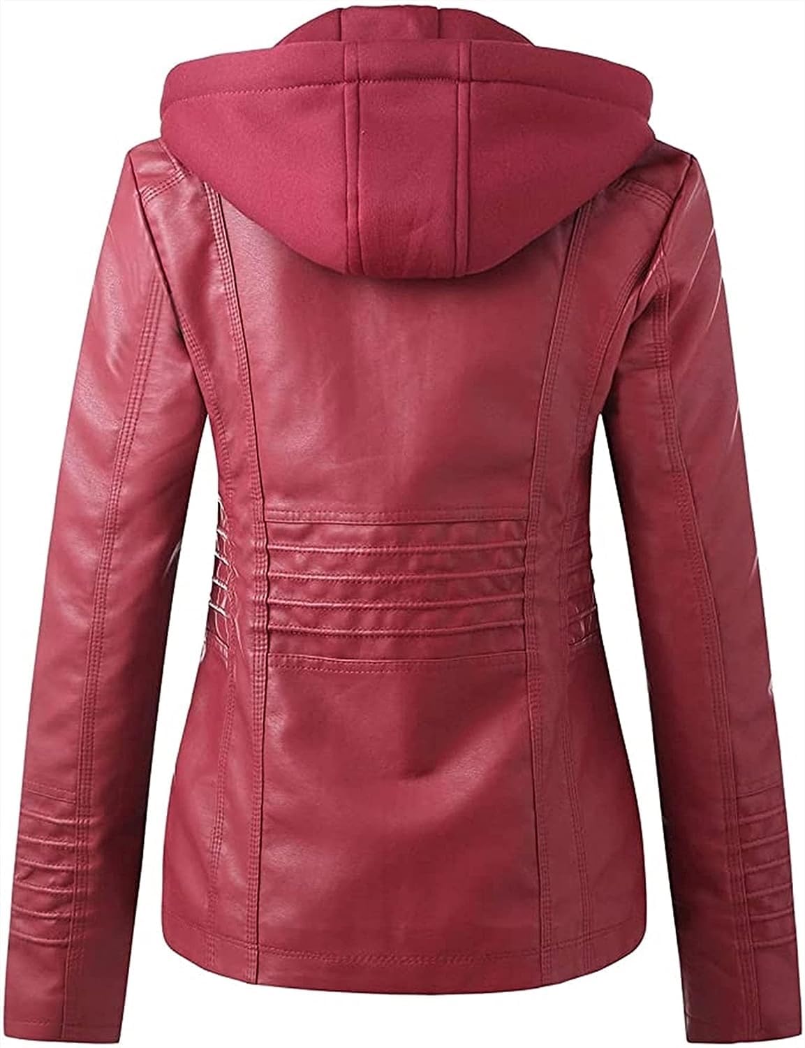 SIYAN Chaqueta De Cuero Estilo Motera For Mujer, Chaqueta Con Capucha, Chaqueta De Motociclista, Chaqueta De Cuero Sintético Ajustada Y Moderna, Chaqueta Funcional Y Moderna Con Capucha