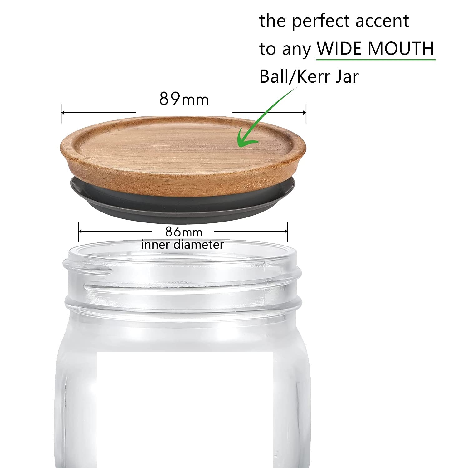 12 Coperchi In Legno Di Acacia Per Barattoli Ball/Mason/Kerr – Con Guarnizione In Silicone, Ermetici, Regolari - 2