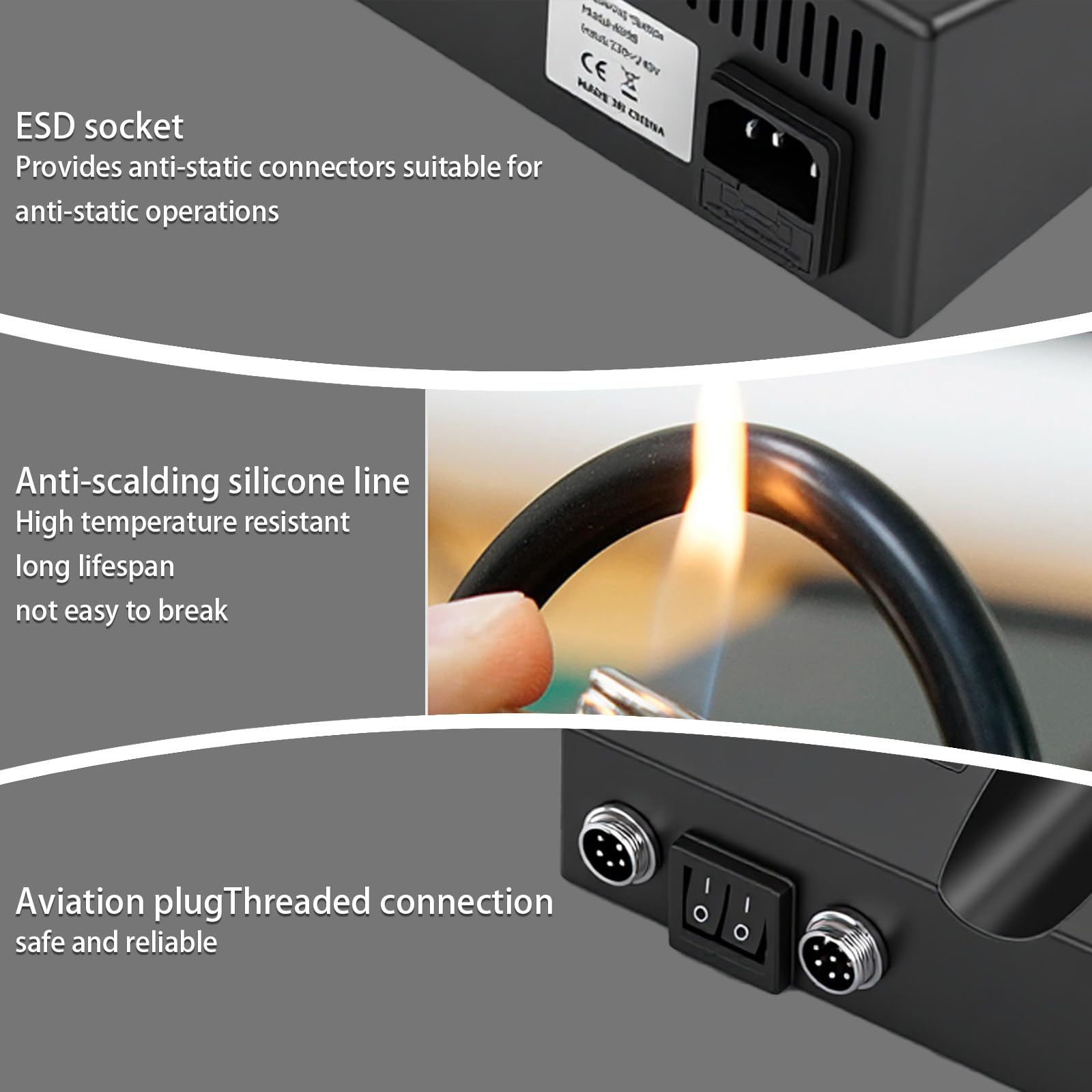 Station de soudage 2 en 1 700 W avec air chaud • Station de soudage et de dessoudage professionnelle avec 3 buses • Idéal pour la réparation électronique, les projets de bricolage, téléphone portable