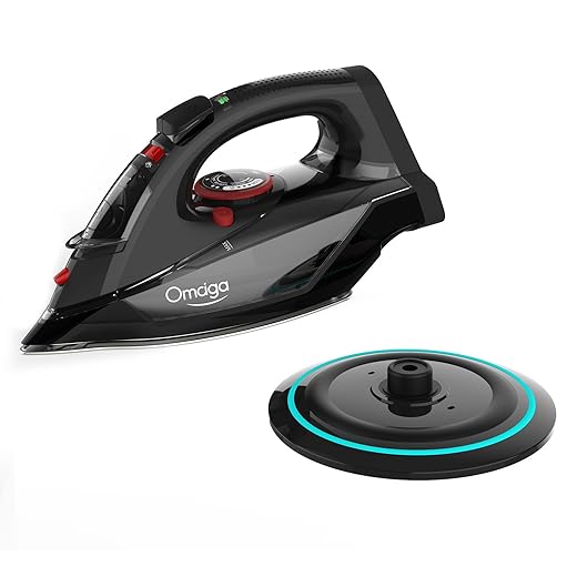Cordless Iron for Clothes, 1500W Steam Iron Rapid Heating, Ceramic Soleplate, Auto Shut Off, Self-Clean, Anti-Calc, 3 Temperature Settings, 11.84oz Water Tank Ironing Clothes for Home, Black