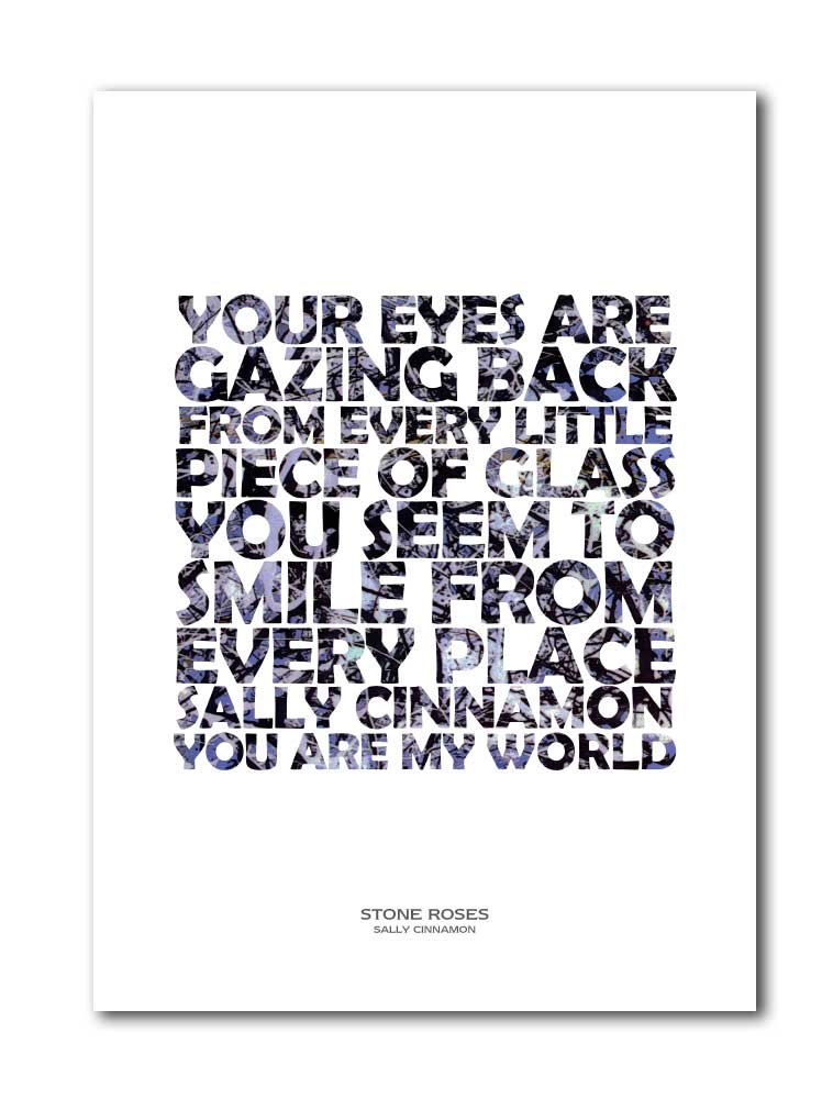 Libretto Designs THE STONE ROSES - Sally Cinnamon A4 Art Print Mini Poster with song Lyrics