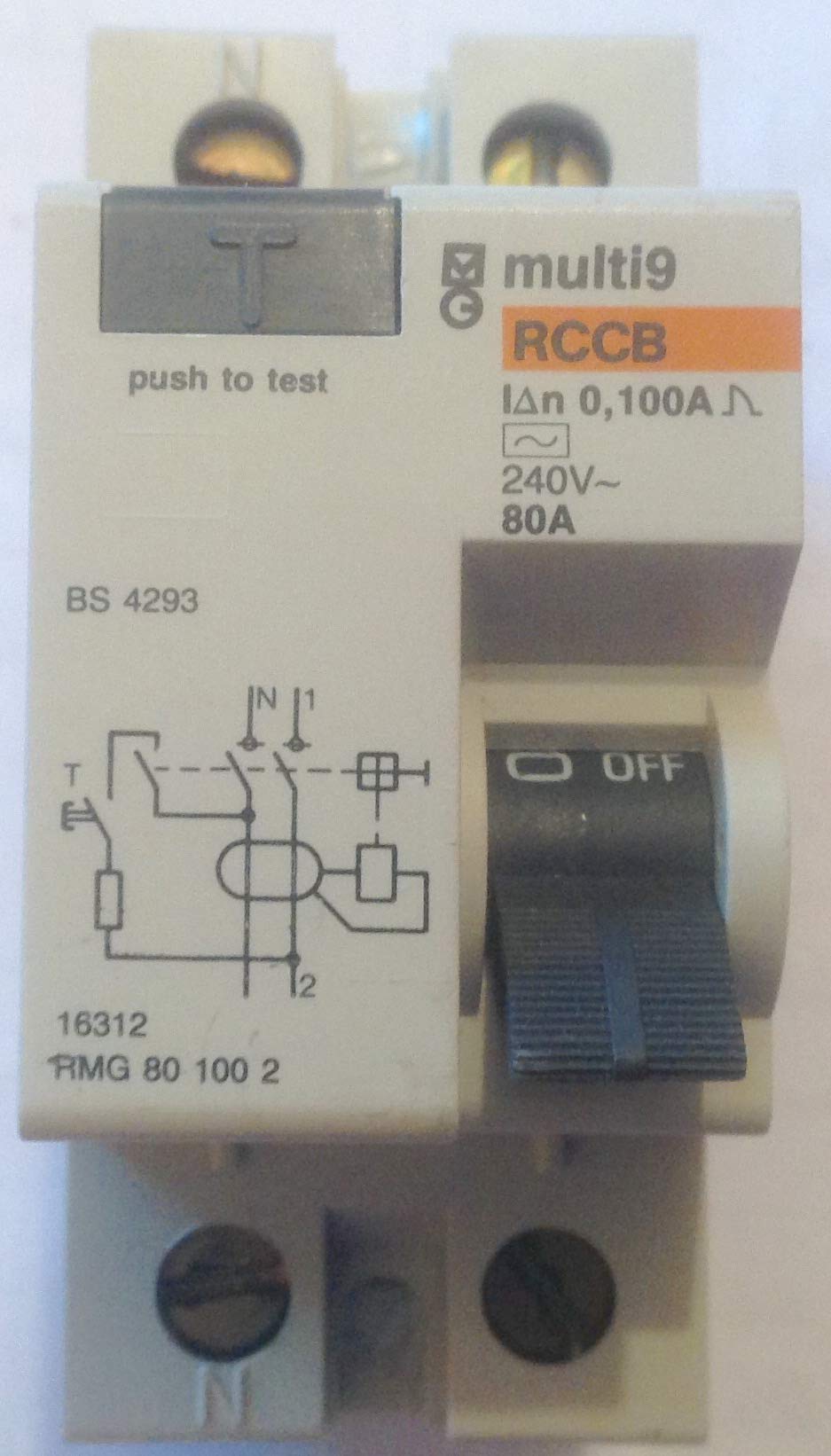 Merlin Gerin 80A 100mA RCCB 16312-80A MCB combined with 100mA RCD