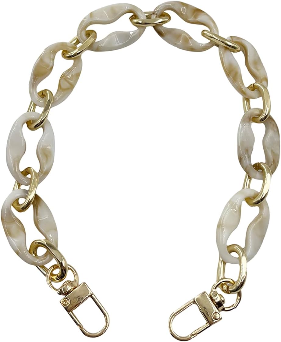 15.7 inch Purse Chain Strap Replacement Acrylic Purse Handle Stylish Bag Charms Chain Handbag Accessories DIY Craft(Light Brown and Beige)