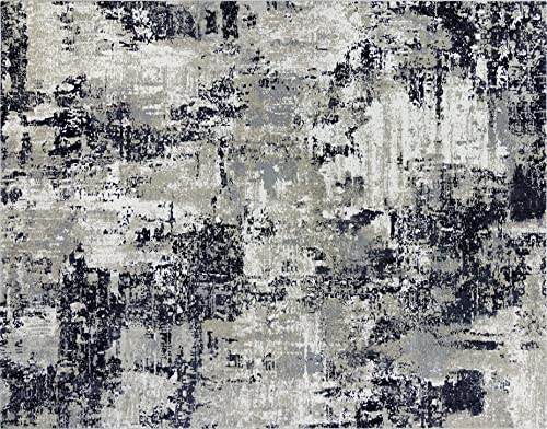 Gertmenian Premium High Density Traditional Area Rug | Non-Shedding Thick Pile Carpet | 9x13 Extra Large, Abstract Distressed Vintage Farmhouse Denim Blue Ivory, 41476