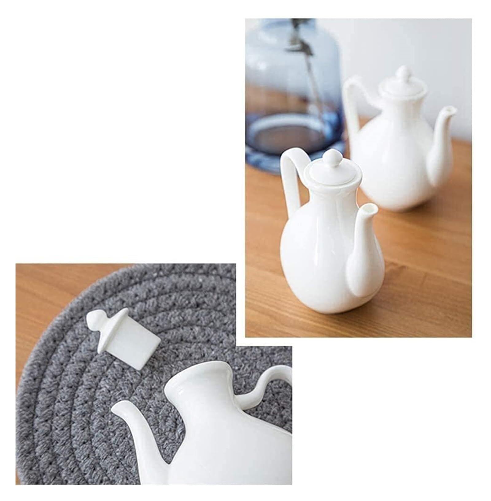 Dispensador de Aceite y vinagre de Porcelana Blanca, Botella de cerámica de 150 ml para Aceite de Oliva, Salsa de Soja, vinagre y aderezos, diseño antigoteo, Apto para lavavajillas.