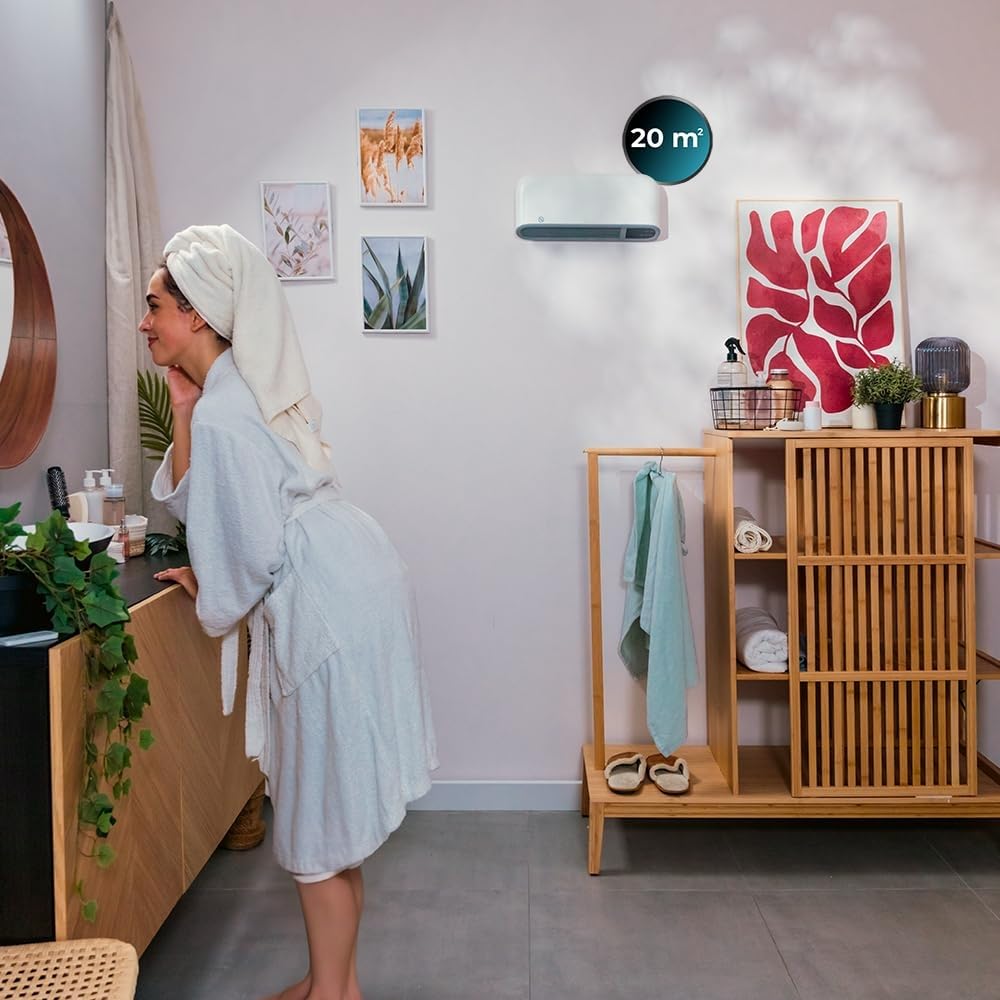 Cecotec Scaldabagno Ceramico ReadyWarm 2000 Max Box Ceramic Connected. 2000 W, Display LED, Termostato Regolabile, Controllo via Wifi, Protezione IP22, Timer, Protezione da Surriscaldamento