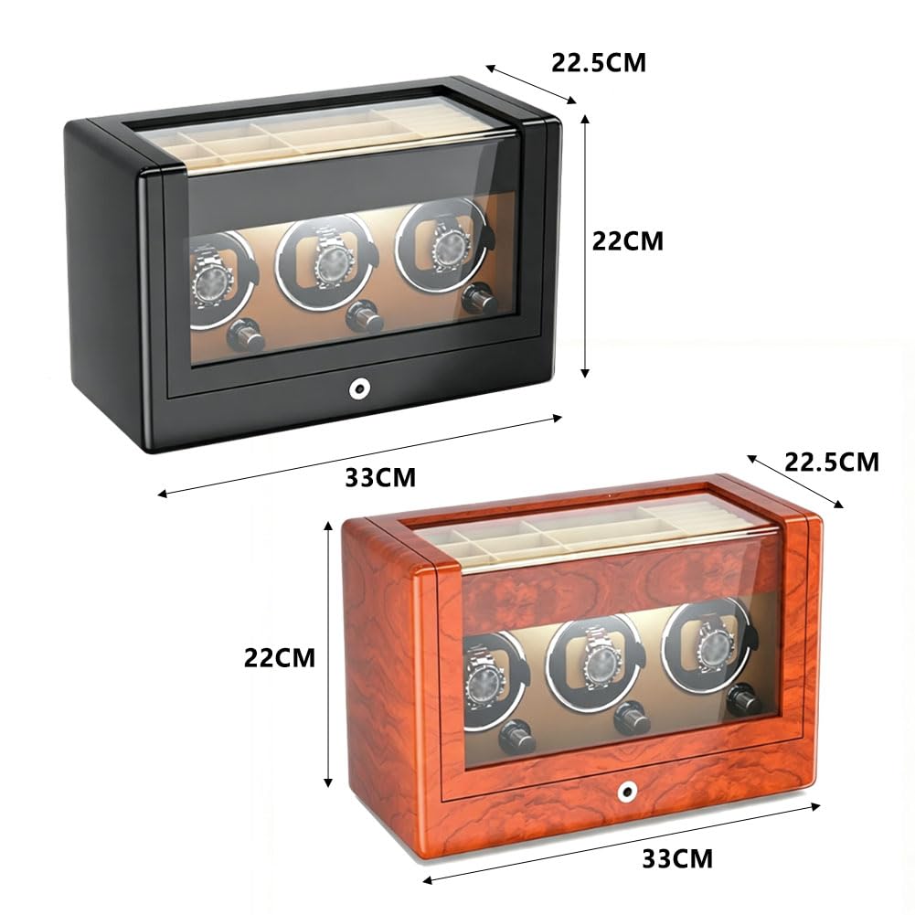 Relojero Automatico, Caja Relojes Automaticos Bobinado Vertical Black | Acabado Lacado en Color Piano Funcionamiento Silencioso Antimagnetización 5 Modos de Bobinado