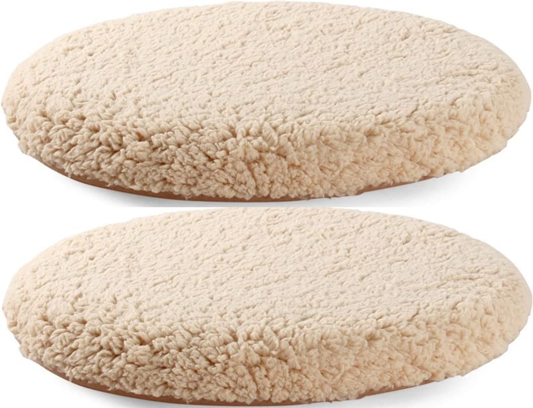 Lot de 2 coussins de chaise ronds en mousse à mémoire de forme doux et épais pour maison, jardin, terrasse, bureau ou voiture – 42 cm couleur camel