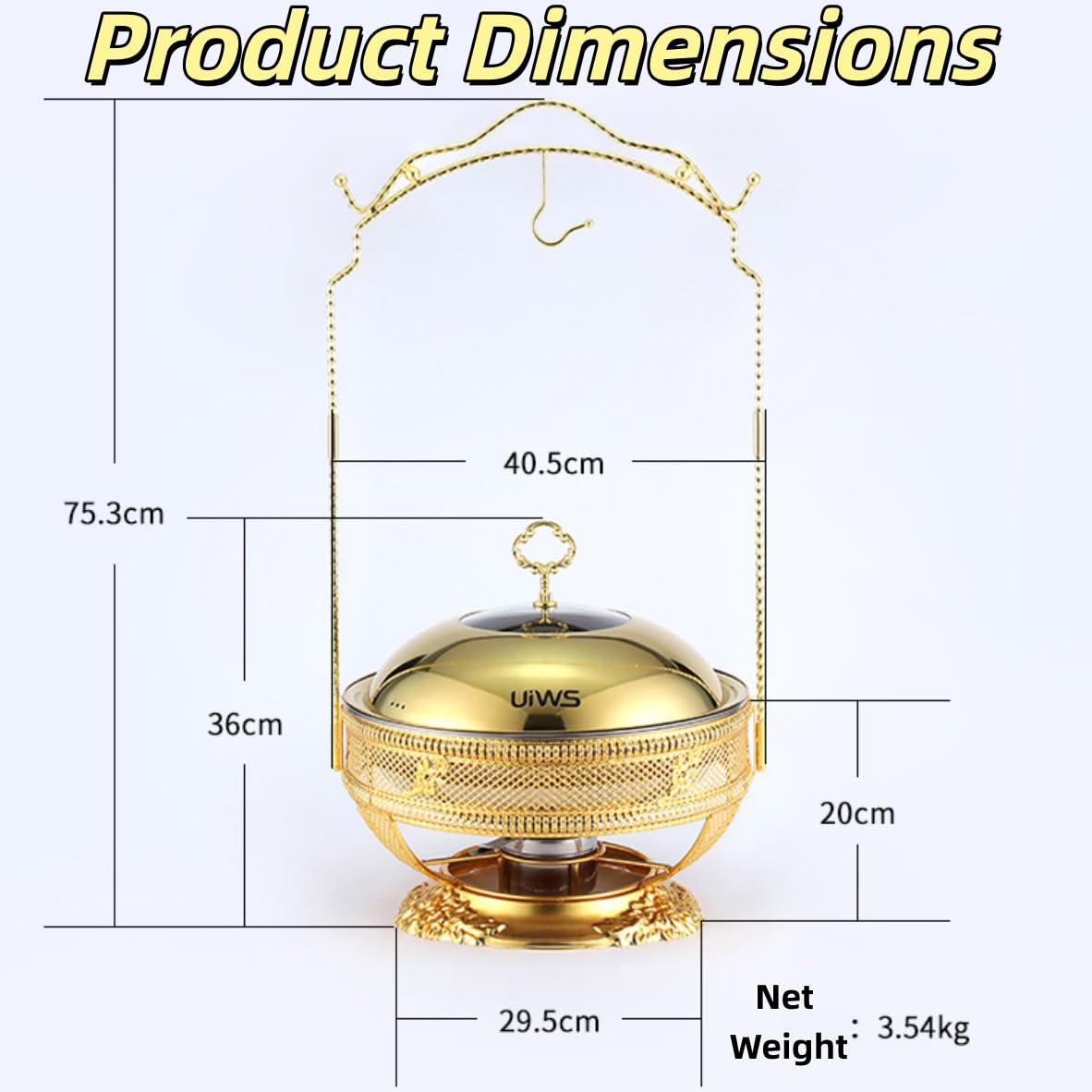 Chafing Dishes per buffet, confezione da 4, 8 QT, vassoio riscaldante per alimenti di alta qualità con coperchio con gancio di supporto, ideale per l'esposizione di forniture per catering, set di sca