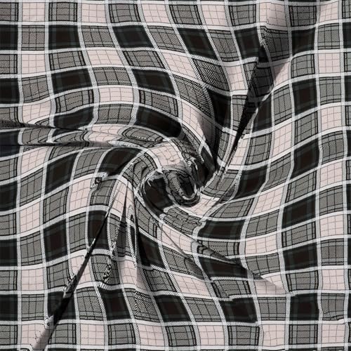 Image of la' amour Premium Cotton Elastic Fitted Bedsheets with 2 King Size Pillow Covers Double Bed with All Around Elastic Supersoft Size - 72 King Sizex78+10 inches Checks Black Abstract 200 tc - 220 tc