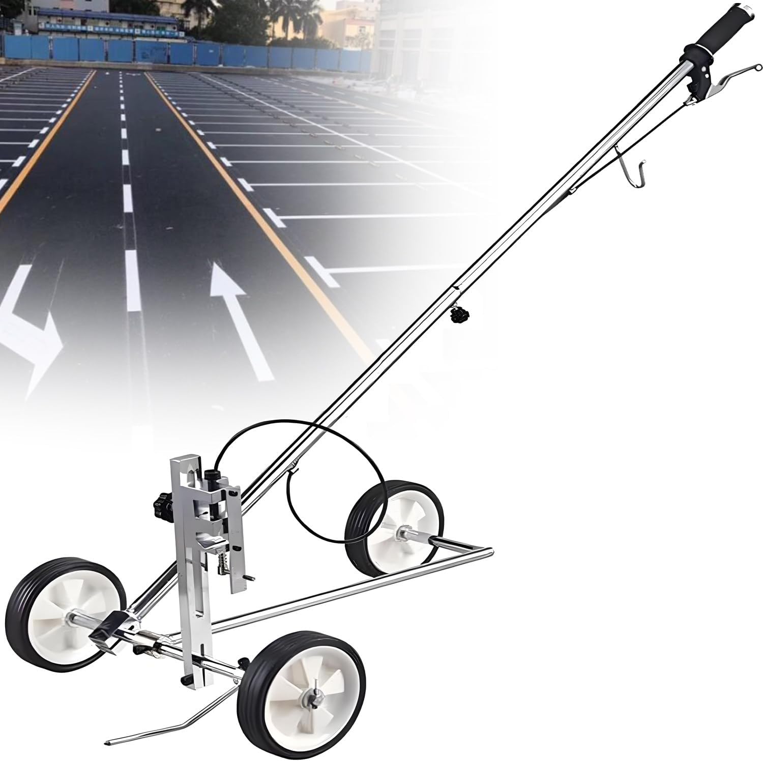 Hand Push Cold Paint Line Striper with Nozzle Basketball Court Marking Kit, Wheel Transfer Line Marking Machine, for Schools, Factory, Athletics, Garage, Basketball Court