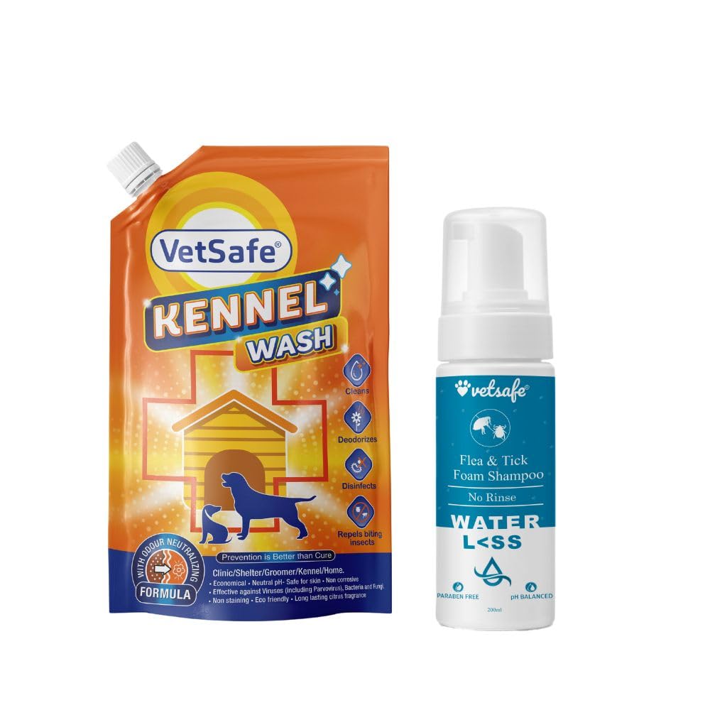VetSafe Kennel Wash 1000 ML with Flea and Tick foam shampoo 200 ML | Kennel Cleaner | Pet Floor Cleaner | Pet Area freshener | Odour Neutralizer | Disinfectant | Super Concentrate | Orange Power (B0BS6N6BNP) Amazon Price History, Amazon Price Tracker