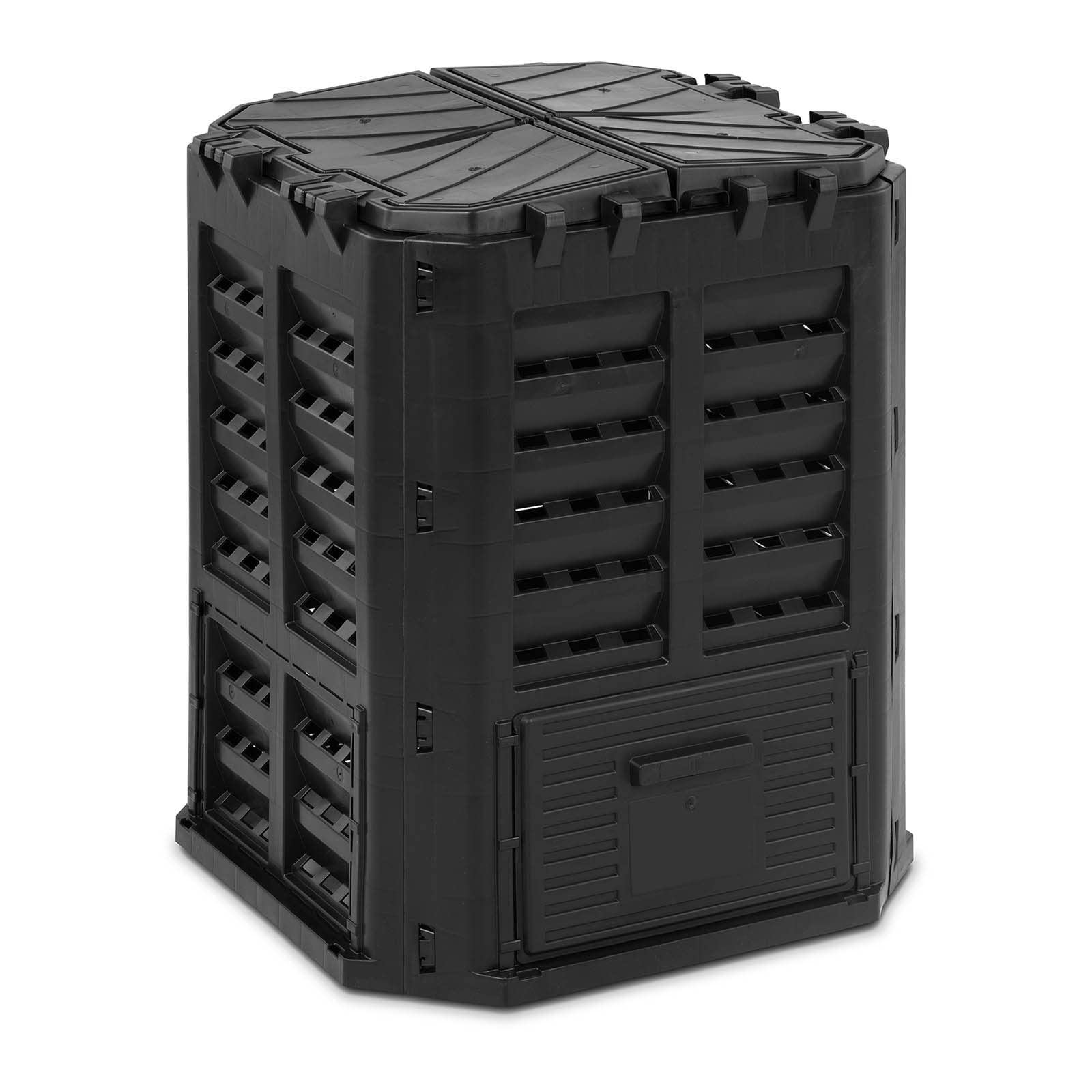 hillvert HT-M-COMP-360 Garden Compost Bin 360 L Irrigation Ventilation Compost Bin Outdoor Compost Bin (Black, Polypropylene)