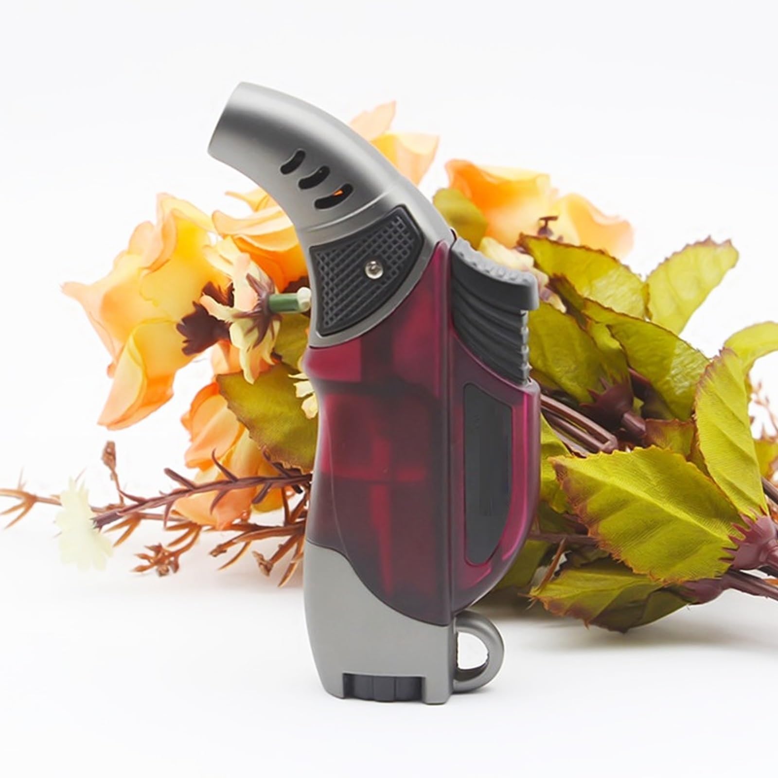 Briquet torche au butane, coupe-vent, rechargeable, flamme réglable, portable pour camping et randonnée, design durable (carburant non inclus)