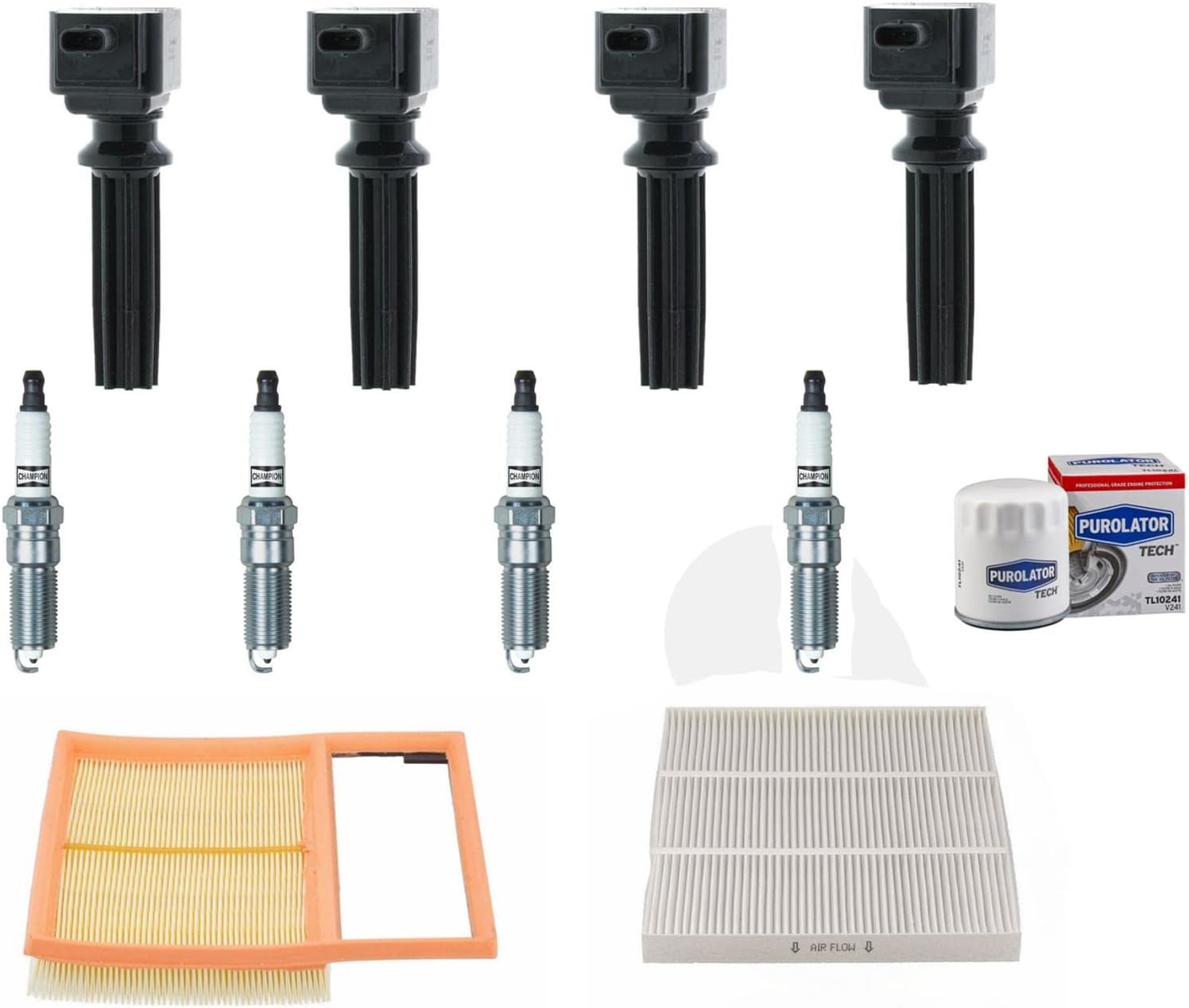 Direct Ignition Coils Spark Plugs Tune Up Replacement Parts For 2013-2020 Ford Fusion 2.0L Hybrid