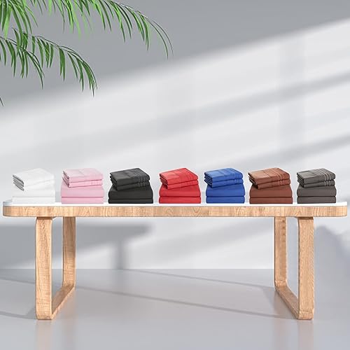 Miniatura 7 de NexHome - Juego de sábanas de tamaño Queen para cama matrimonial, color gris, de microfibra, negro, juego de sábanas lavables, juego de sábanas