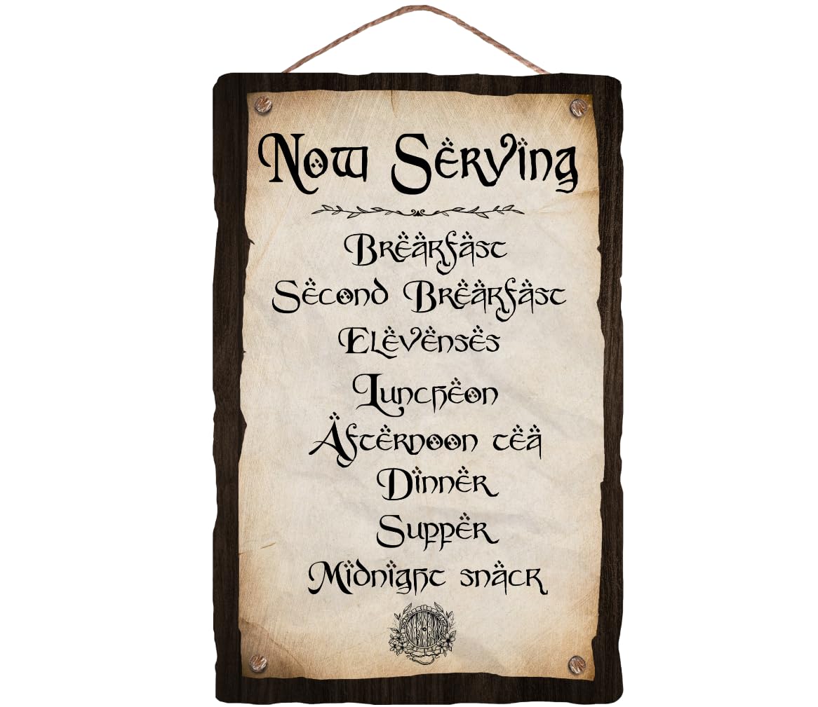 Flinelife Rustic Wood Second Breakfast Sign, 12x8, Kitchen Wall Decor, Perfect for Fans