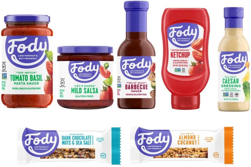 Fody Food Co, Intro Pack, Sauces and Snacks, Low FODMAP and Gut Friendly, Gluten and Lactose Free, 7 Count