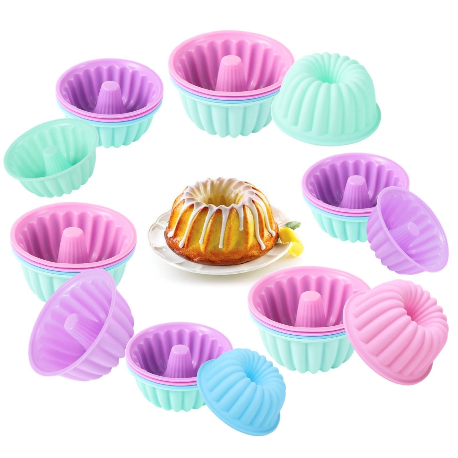 48 verschiedene Silikon-Donut-Formen, klein und mittelgroß, antihaftbeschichtet, vielseitig, geriffelt, für Muffins und Kuchen