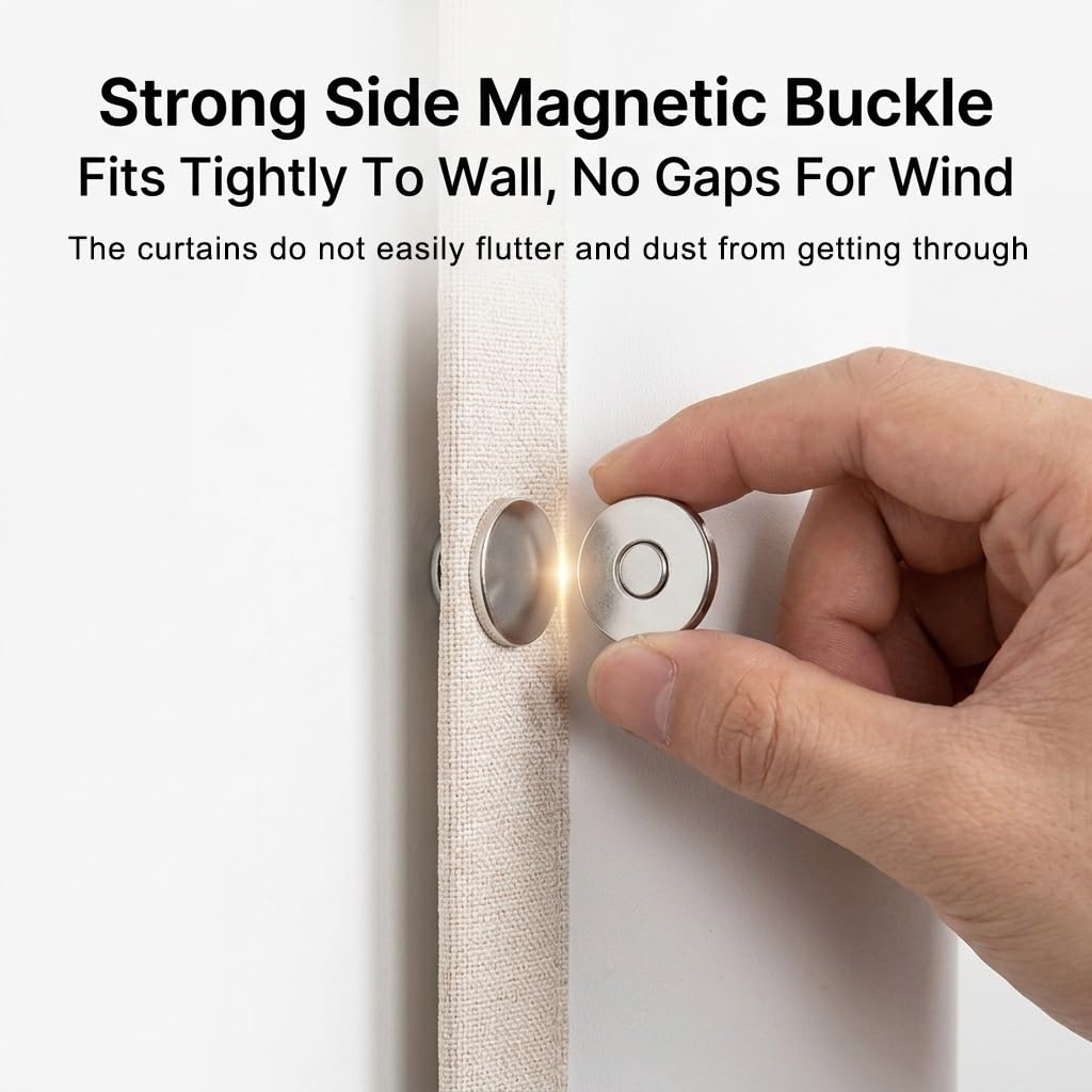 Tenda da Doccia Magnetica Pieghevole,Tende Oscuranti per Porta,con Bastone a Pressione,per Camera da Letto Finestra Bagno Porta.(Gray,140x200cm)