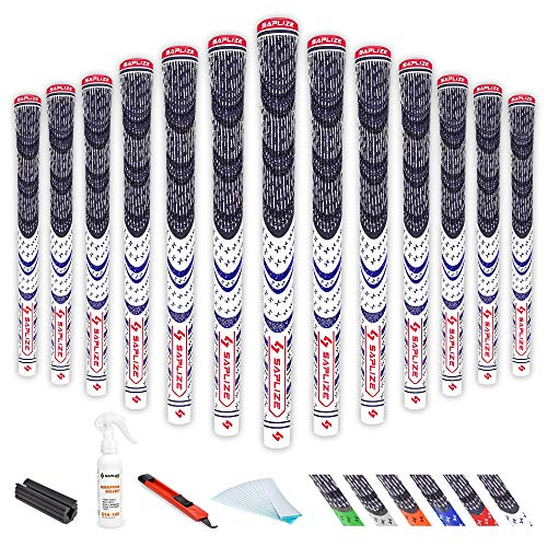 Hybrid Golf Grips Kit Midsize (with Tape, Solvent, Vise clamp) All Weather Multi Compound Golf Club Grips
