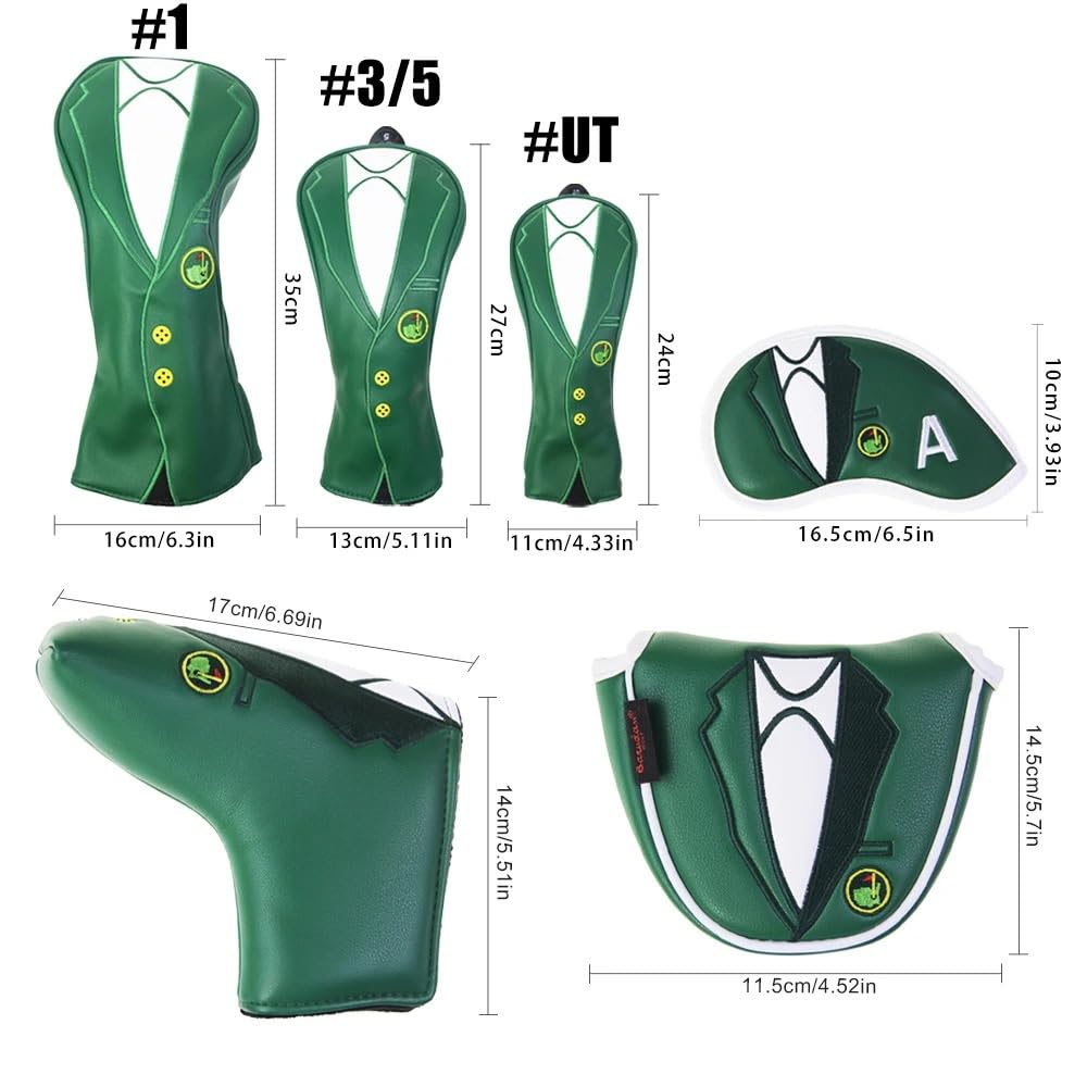 SchläGerkopfhüLlen Golfschläger-Kopfbedeckung, kompletter Satz, Hybrid-Kopfbedeckungen, Set, Golf-Kopfbedeckung, Driver, Holz, Eisen, Putter-Kopfbedeckung Golf SchläGerhauben(Iron Set)