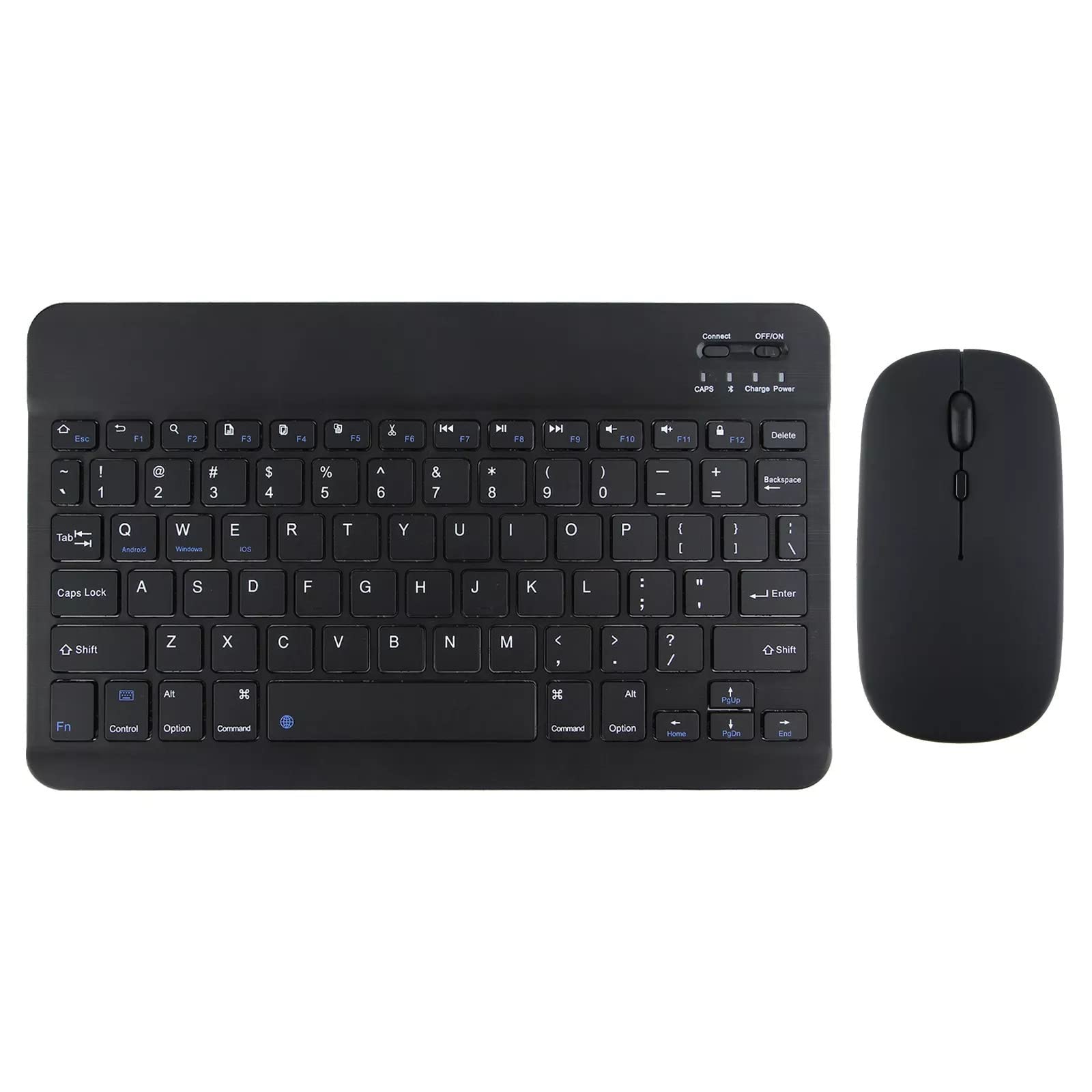 10 inch BT Keyboard kit Wireless Keyboard And Mouse combo Keycaps Rechargeable For Phone Laptop Keyboard Tablet PC (English Keyboard, Black)
