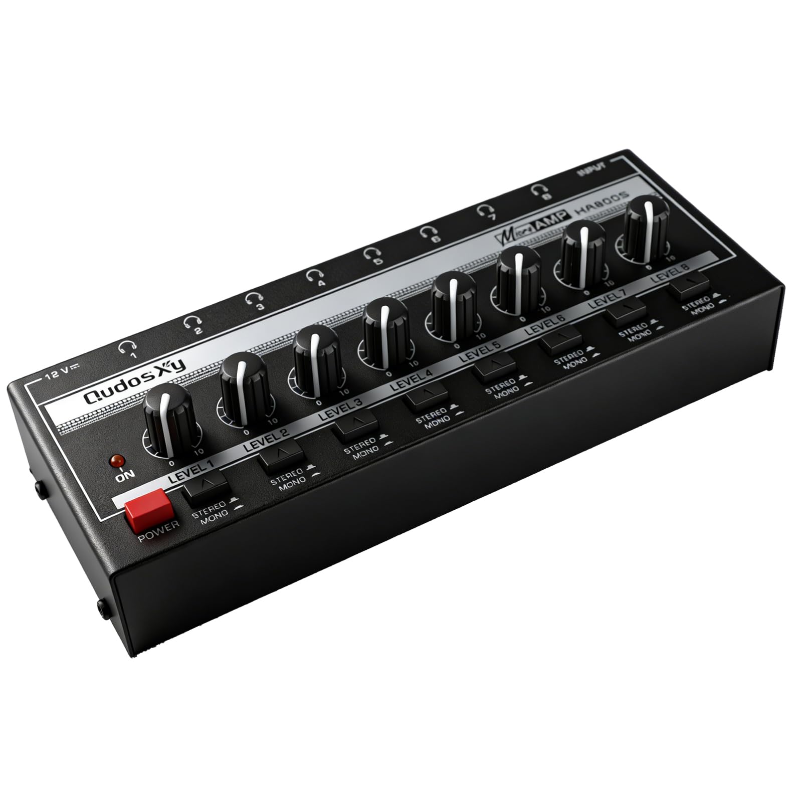 Headphone Amplifier,8-Channel Headphone Amp with 8 Stereo/Mono Switch,6.35mm Jacks,Portable Mini Headphone Splitter for Sound Mixer, Metal-image-49