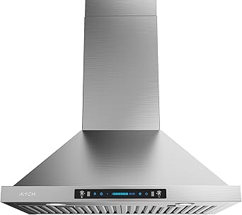 IKTCH 30-inch Wall Mount Range Hood 900 CFM Ducted/Ductless Convertible, Kitchen Chimney Vent Stainless Steel with Gesture Sensing & Touch Control Switch Panel, 2 Pcs Adjustable Lights(IKP02-30'')