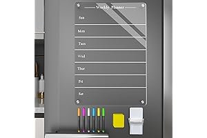 9"x13" Clear Weekly Meal Planner Magnetic Acrylic Board