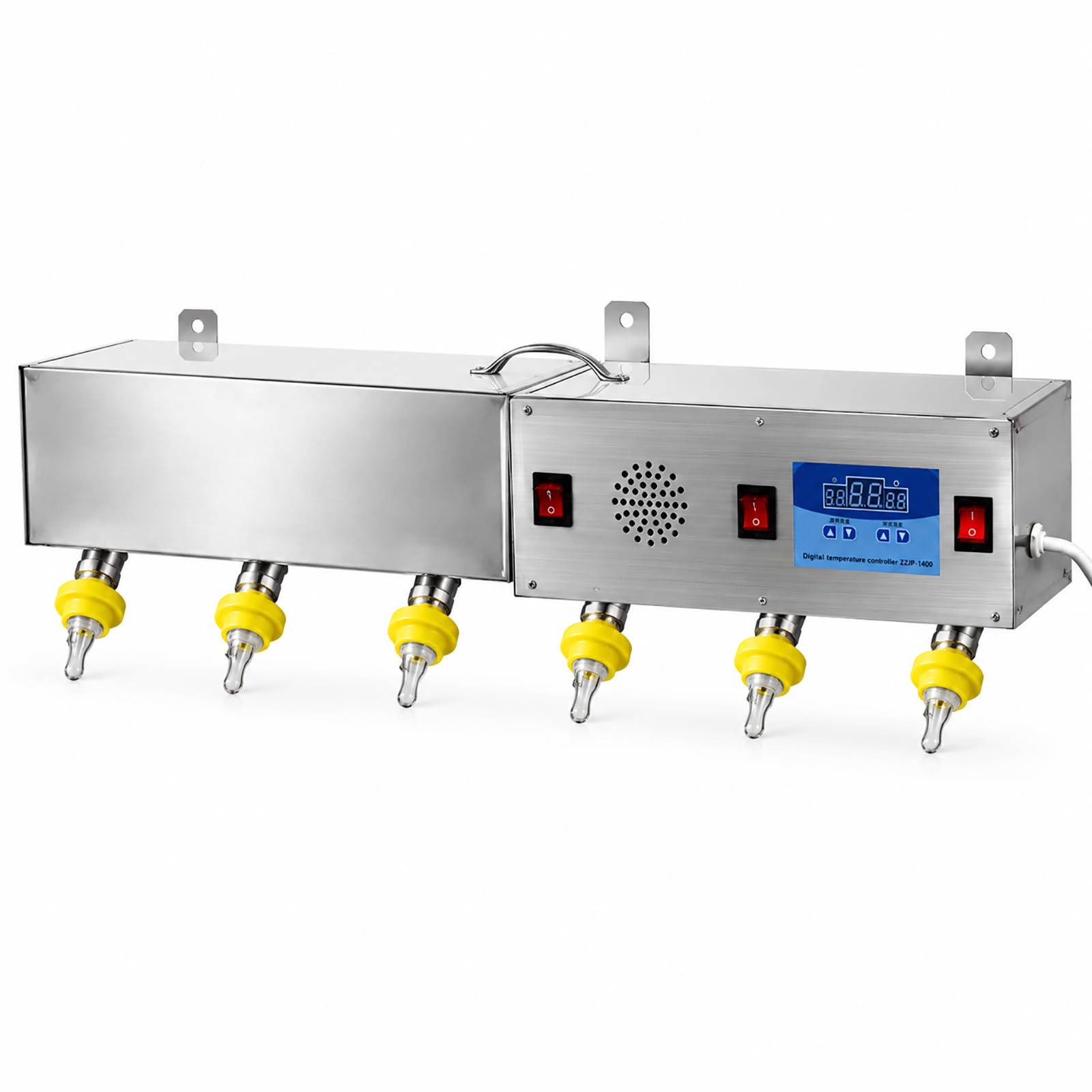 Distributore Automatico di Latte per Animali con Controllo della Temperatura, Alimentatore A Parete in Acciaio Inox A 6 Tettarelle con Pompa di Circolazione, Distributore di Latte E Acqua per