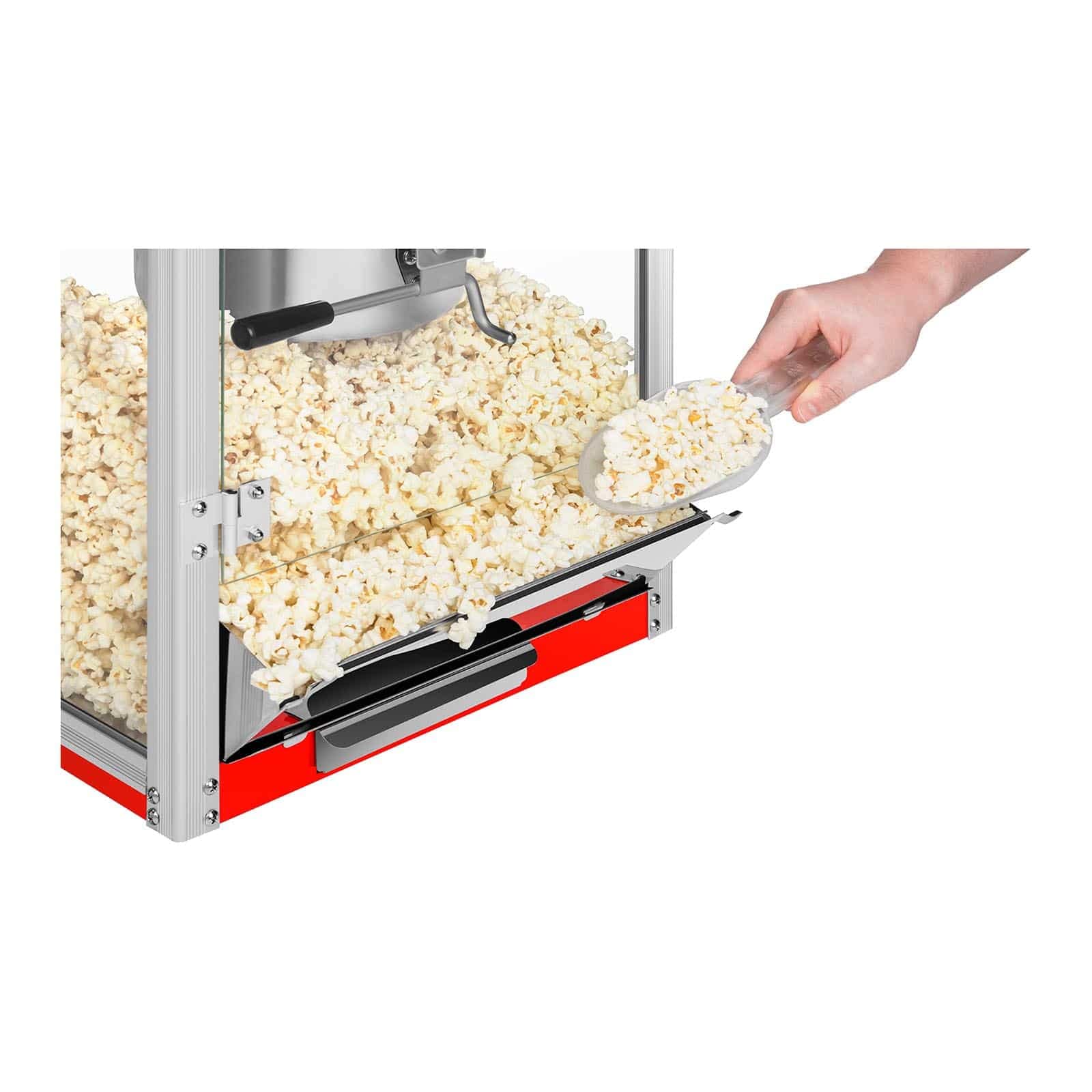 Royal Catering Maszyna do popcornu (1300 W, czas przygotowania 180 s, powłoka nieprzywierająca, maks. pojemność kociołka 1,5 l, w zestawie z miarką) czerwona maszyna do robienia popcornu