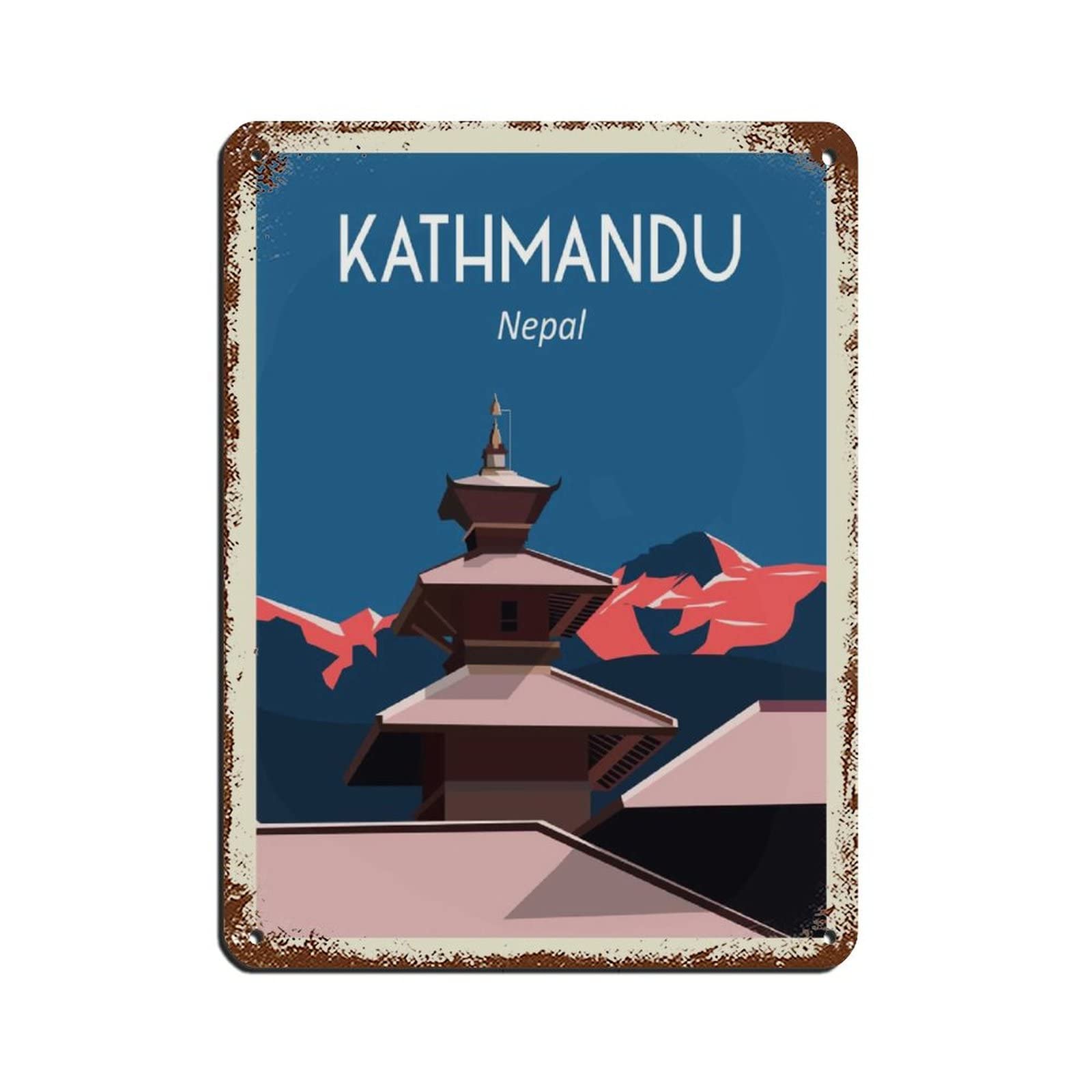Kziwq T317 Kathmandu Nepal Everest Vintage Travel Poster Tin Sign Vintage Metal Pub Club Cafe Bar Home Wall Art Decoration Poster Retro 15X30cm