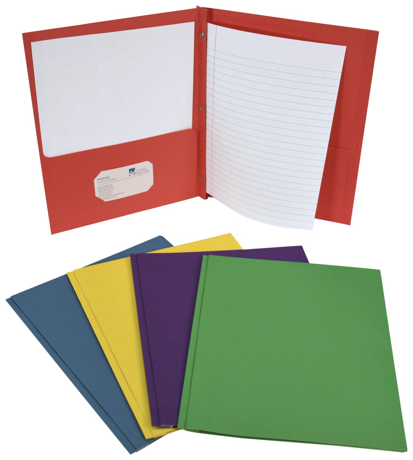 L'école Smart Heavy Duty en similicuir Pocket Folder – 9 1/2 x 11 3/4 en – Lot de 25 – Couleurs assorties