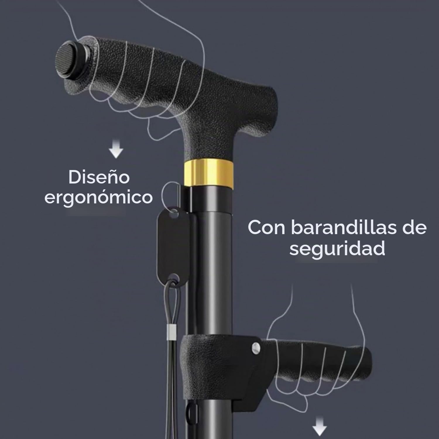 Bastón para Hombres y Mujeres,10 Posiciones De Altura Ajustable De 72 a 94 Cm,Base con Cuatro Patas Grandes,con Reposabrazos Pequeños,Bastones para Personas Mayores y Adultos