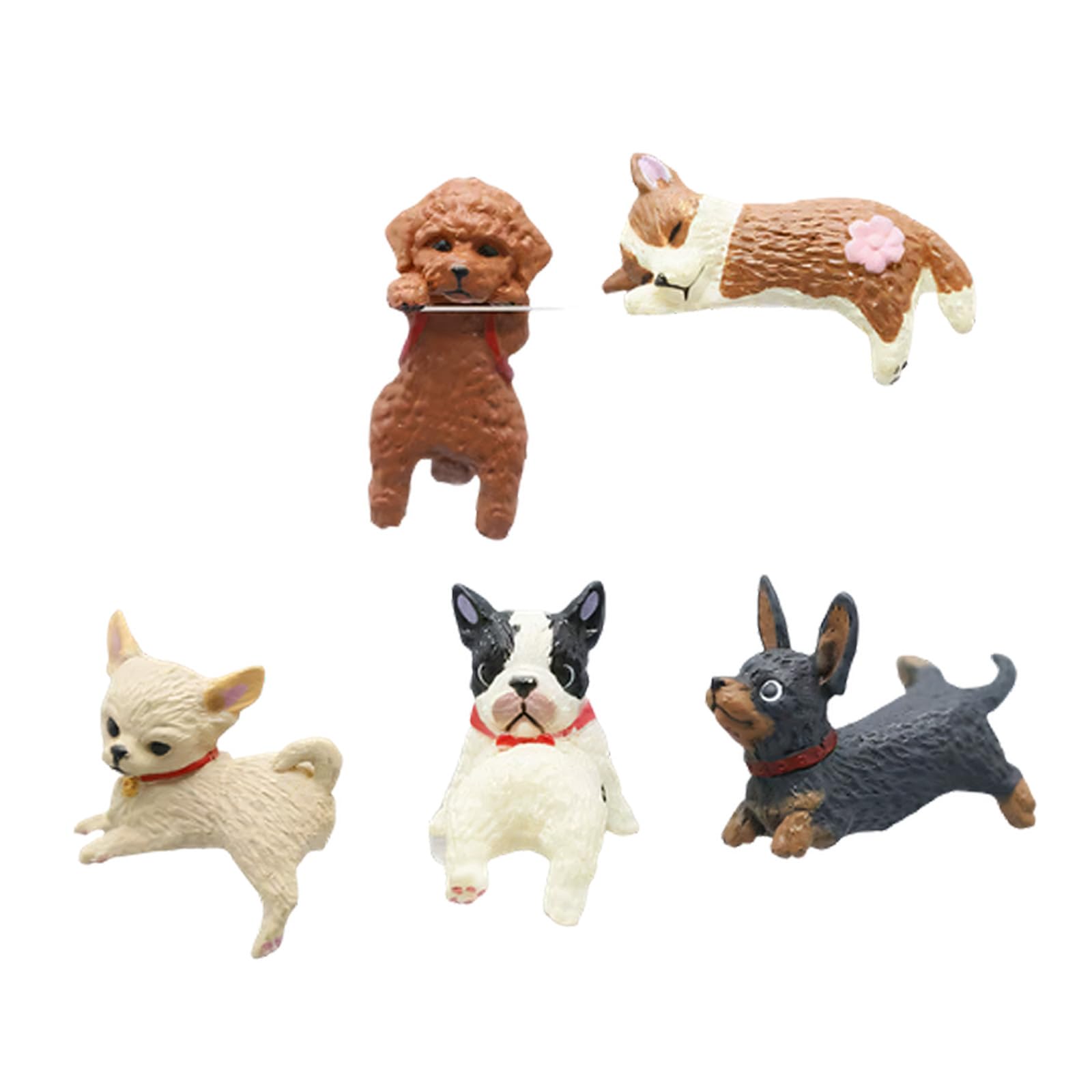 PVC Dog Figurines Strong & Easy Carry Tiny Dog Statues with Various Poses for Dashboard Bookshelf or Garden Decors Car Decors