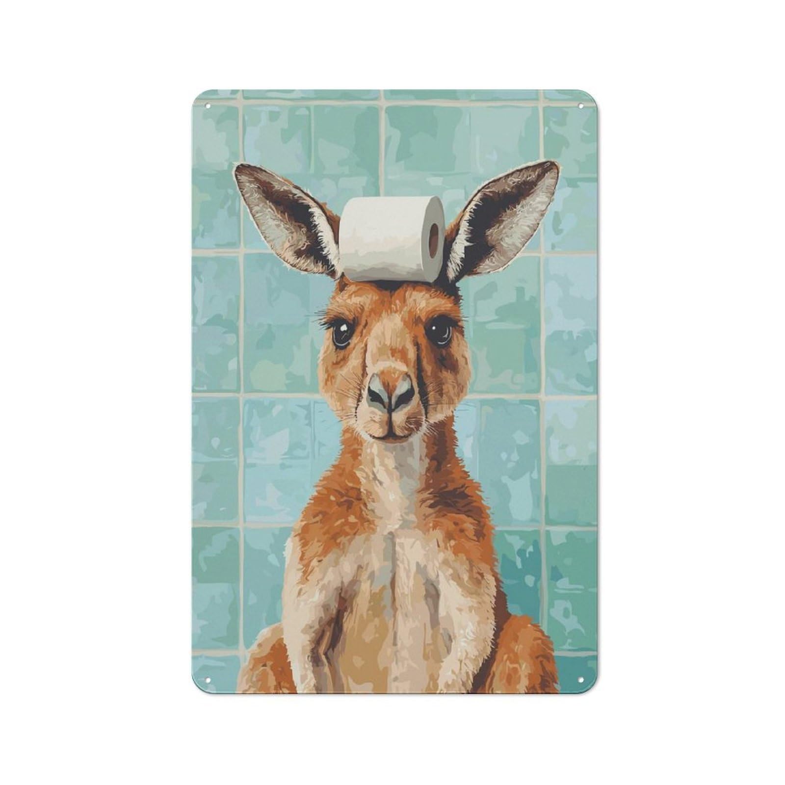 Shed Metal Sign with Kangaroo with Toilet Paper on Head Design 30x20cm, Outdoor Room Shed Wall Decor for Shed, Garden Room, Porch Or Garage