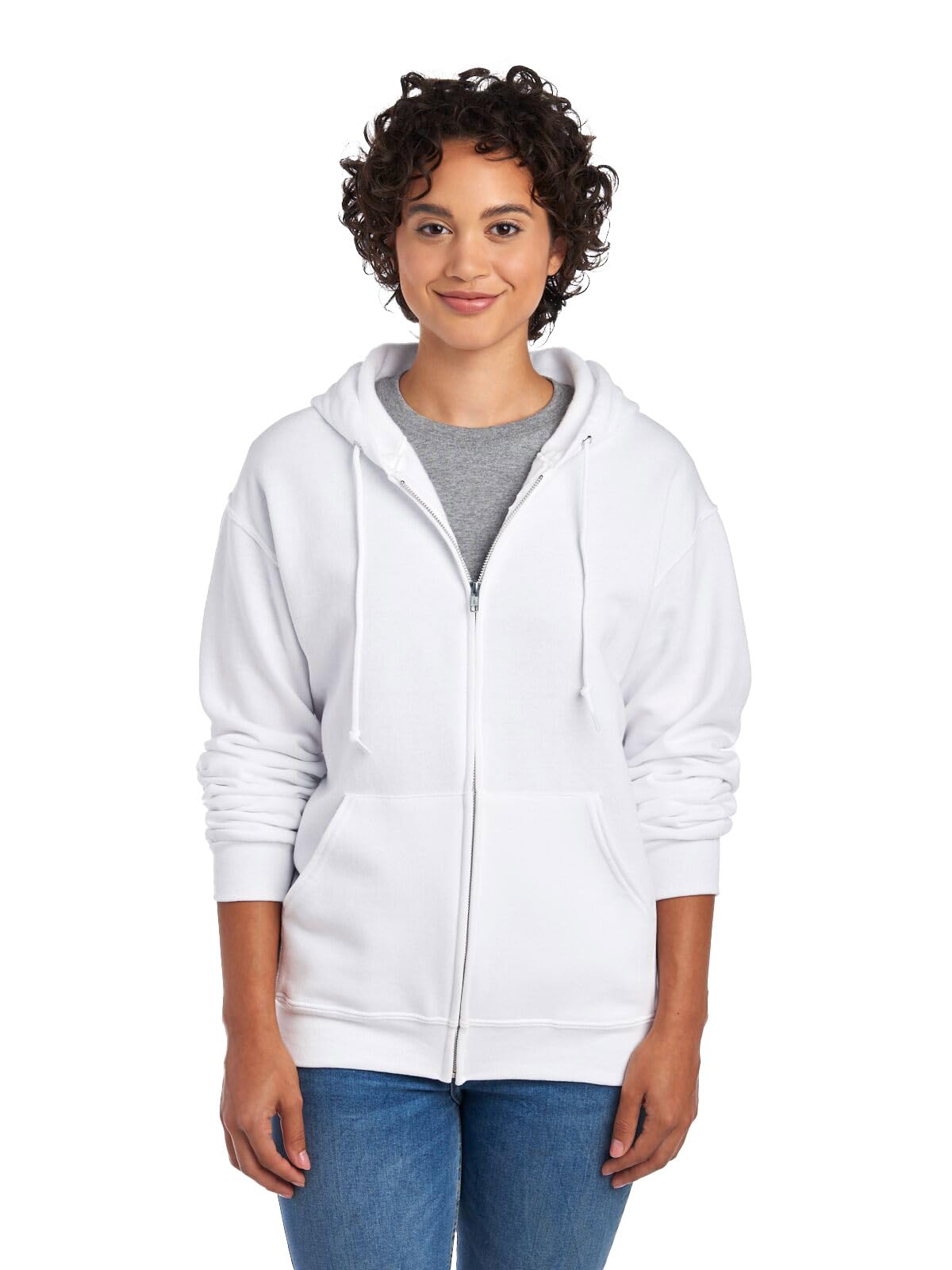 Jerzees Men's NuBlend Fleece Hoodies and Sweatshirts, Full Zip - White, Large