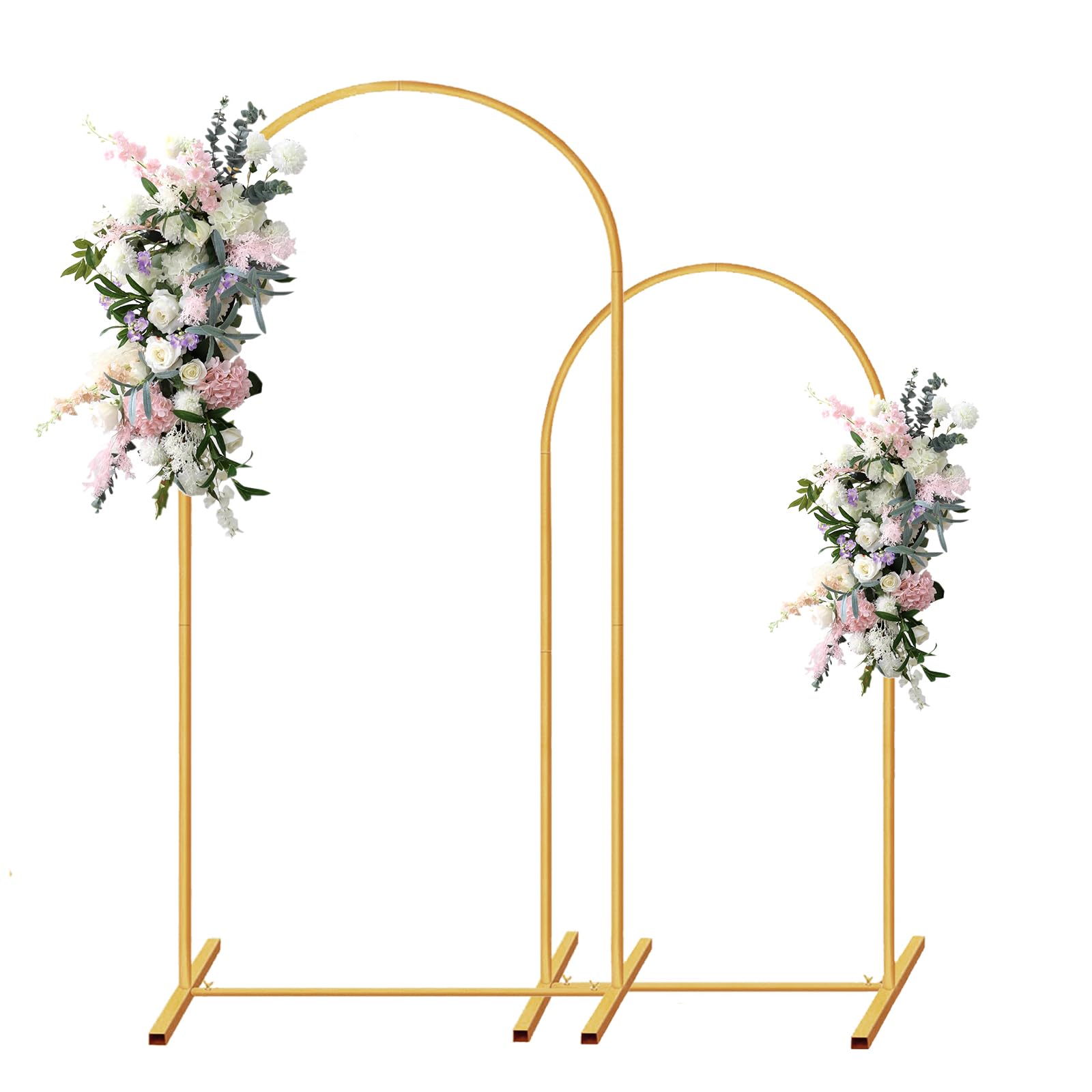 MGPLBYA Metal Arch Backdrop Stands 2-Pack Gold Wedding Arch Frame 7.2FT & 6FT for Birthdays, Baby Showers, Parties